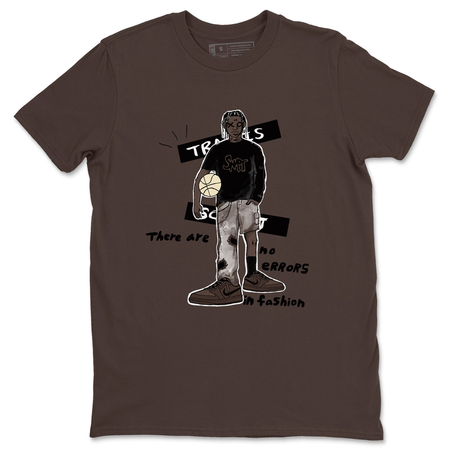 1s Travis Scott Velvet Brown shirts to match jordans No Errors In Fashion best t shirts to wear with jordans Travis Scott x Air Jordan 1 Low OG Velvet Brown match shoes to clothes SNRT Sneaker Tees unisex cotton Dark Chocolate 2 shirts