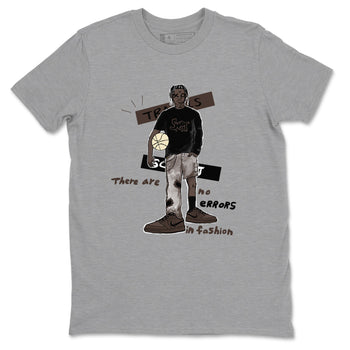 1s Travis Scott Velvet Brown shirts to match jordans No Errors In Fashion best t shirts to wear with jordans Travis Scott x Air Jordan 1 Low OG Velvet Brown match shoes to clothes SNRT Sneaker Tees unisex cotton Heather Grey 2 shirts