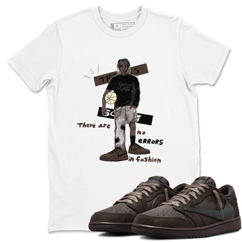 1s Travis Scott Velvet Brown shirts to match jordans No Errors In Fashion best t shirts to wear with jordans Travis Scott x Air Jordan 1 Low OG Velvet Brown match shoes to clothes SNRT Sneaker Tees unisex cotton White 1 shirts