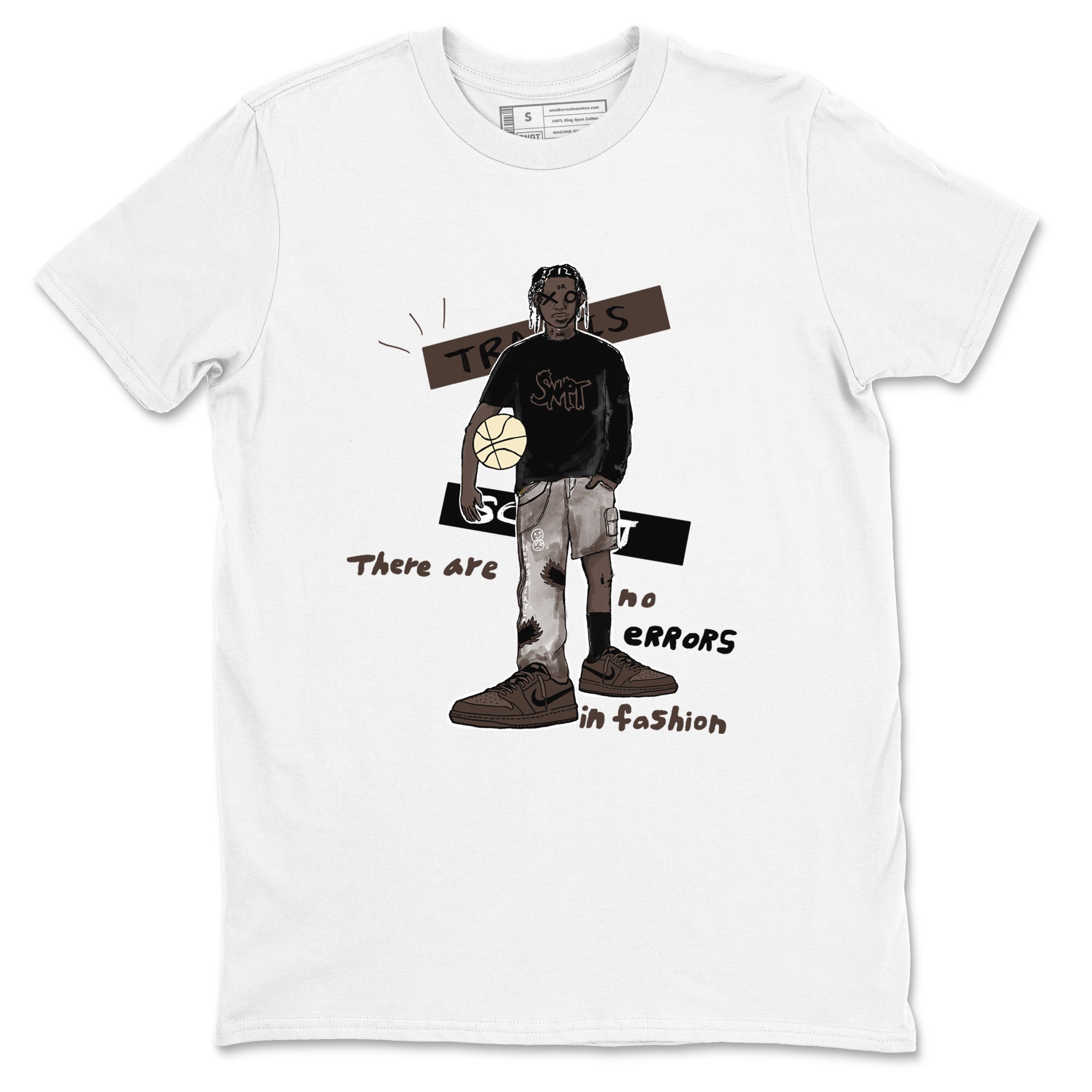1s Travis Scott Velvet Brown shirts to match jordans No Errors In Fashion best t shirts to wear with jordans Travis Scott x Air Jordan 1 Low OG Velvet Brown match shoes to clothes SNRT Sneaker Tees unisex cotton White 2 shirts