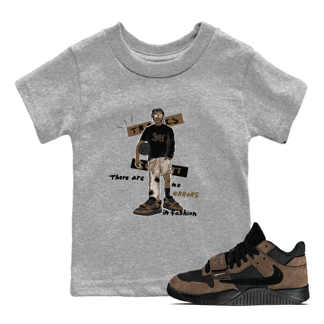 Jordan Jumpman Jack Travis Scott Dark Mocha shirts to match jordans No Errors In Fashion sneaker match tees Jordan Jumpman Jack Travis Scott Dark Mocha SNRT Sneaker Tees streetwear brand Baby and Youth Heather Grey 1 cotton tee