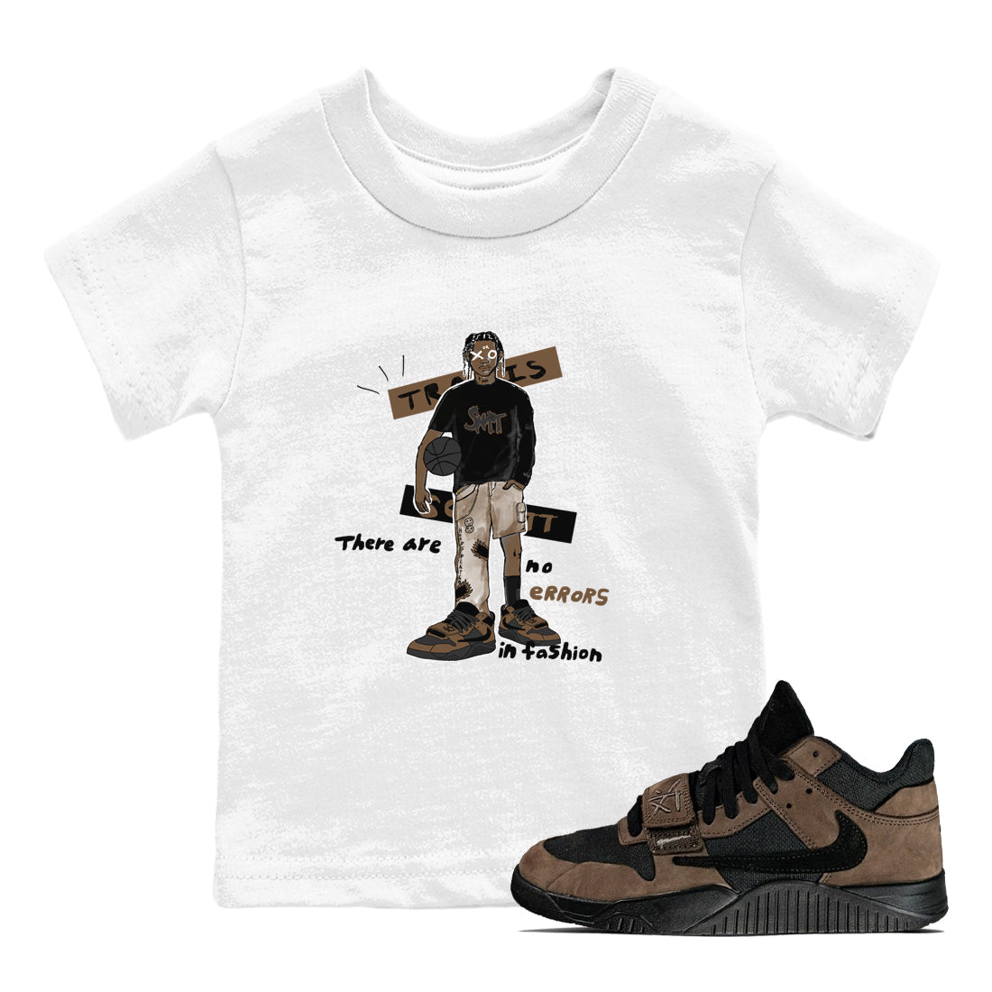Jordan Jumpman Jack Travis Scott Dark Mocha shirts to match jordans No Errors In Fashion sneaker match tees Jordan Jumpman Jack Travis Scott Dark Mocha SNRT Sneaker Tees streetwear brand Baby and Youth White 1 cotton tee