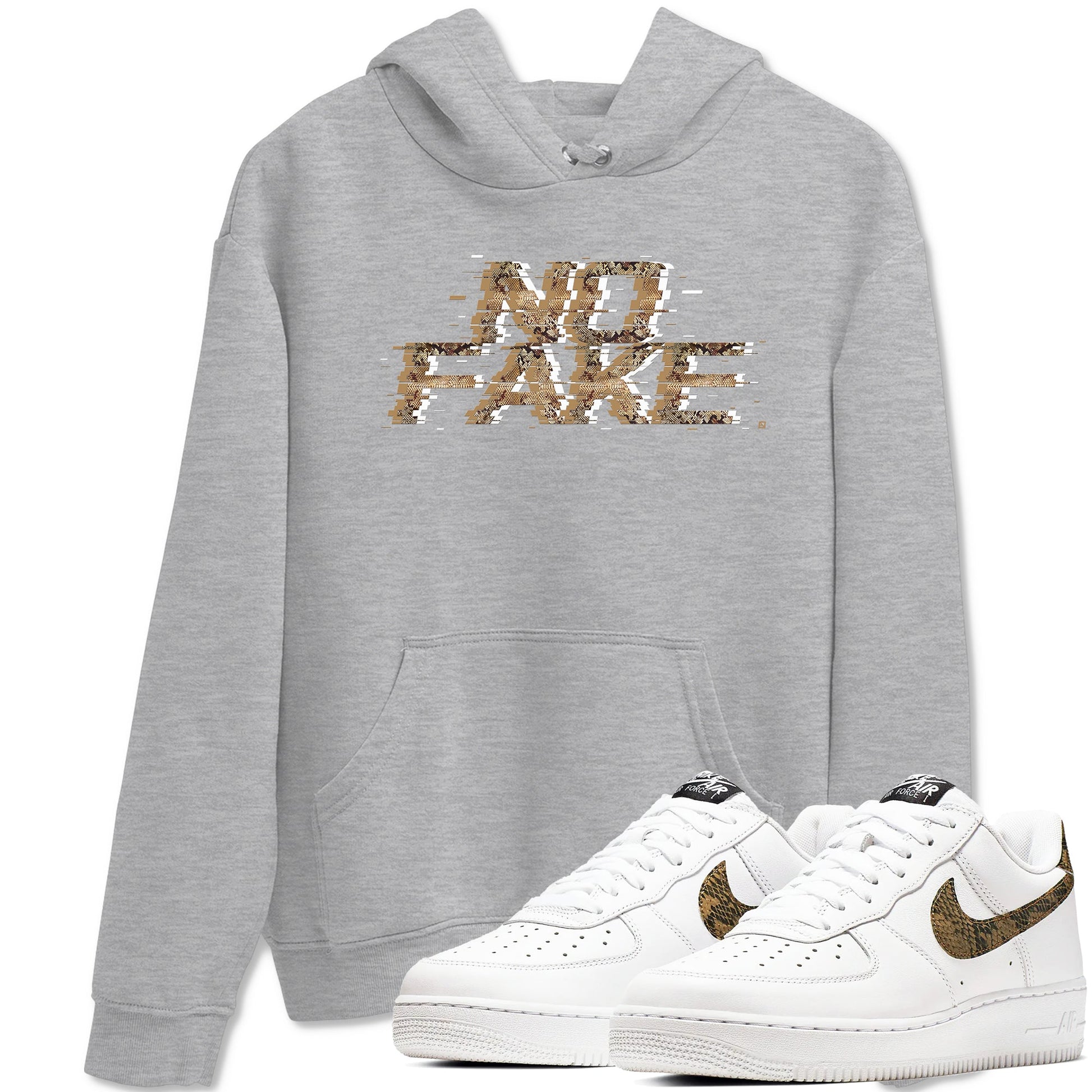 AF1 Ivory Snake shirt to match jordans No Fake Glitch sneaker tees Air Force 1 Ivory Snake SNRT Sneaker Release Tees unisex cotton Heather Grey 1 crew neck shirt