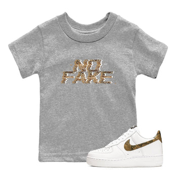 AF1 Ivory Snake shirt to match jordans No Fake Glitch sneaker tees Air Force 1 Ivory Snake SNRT sneaker release tees baby toddler Heather Grey 1 cotton Shirt