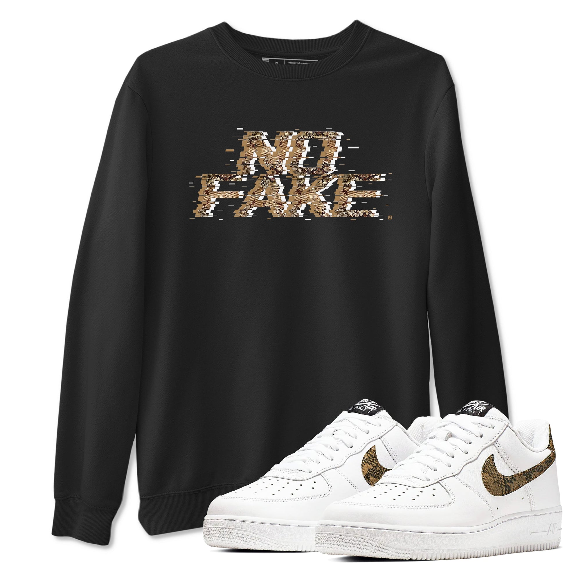 AF1 Ivory Snake shirt to match jordans No Fake Glitch sneaker tees Air Force 1 Ivory Snake SNRT Sneaker Release Tees unisex cotton Black 1 crew neck shirt