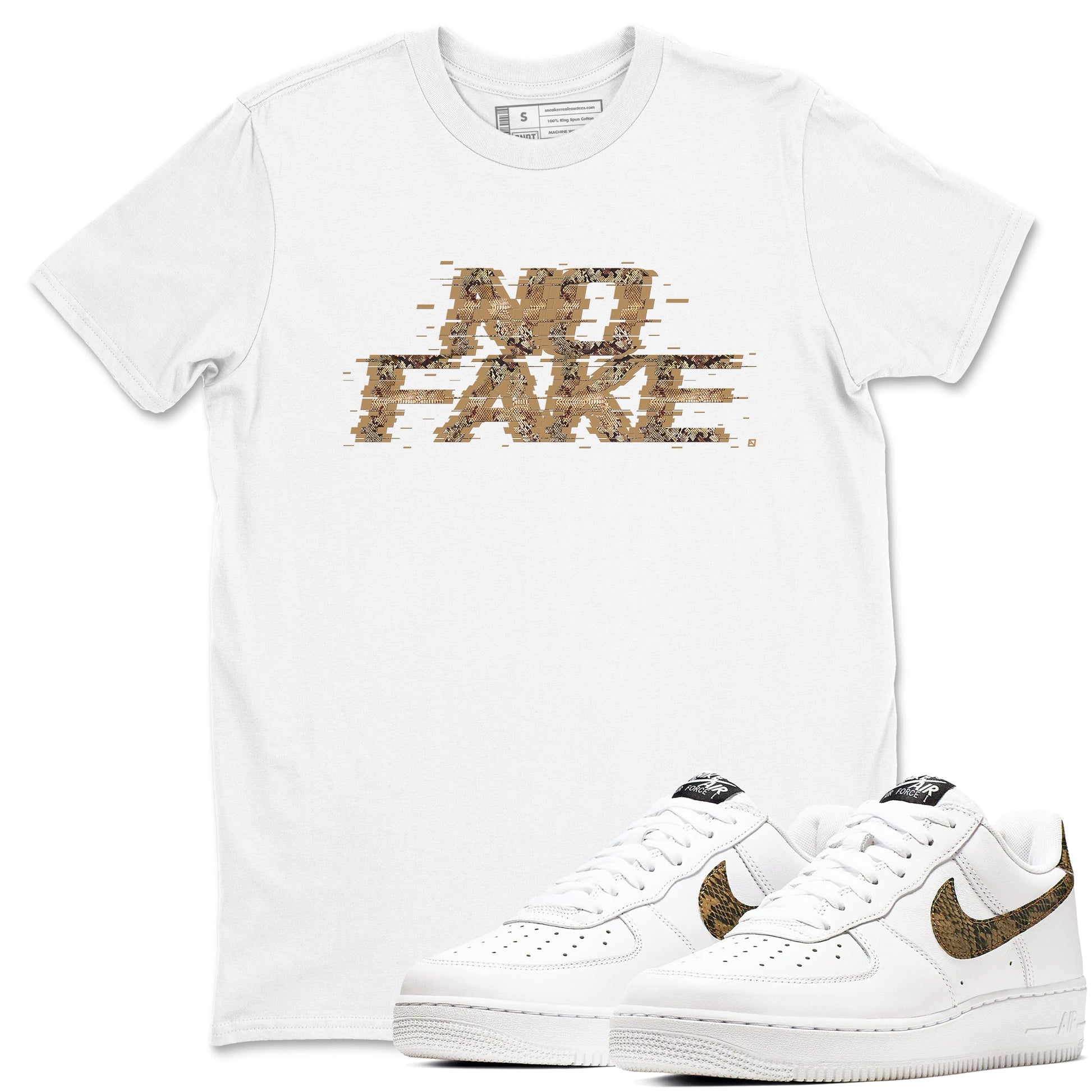 AF1 Ivory Snake shirt to match jordans No Fake Glitch sneaker tees Air Force 1 Ivory Snake SNRT Sneaker Release Tees unisex cotton White 1 crew neck shirt