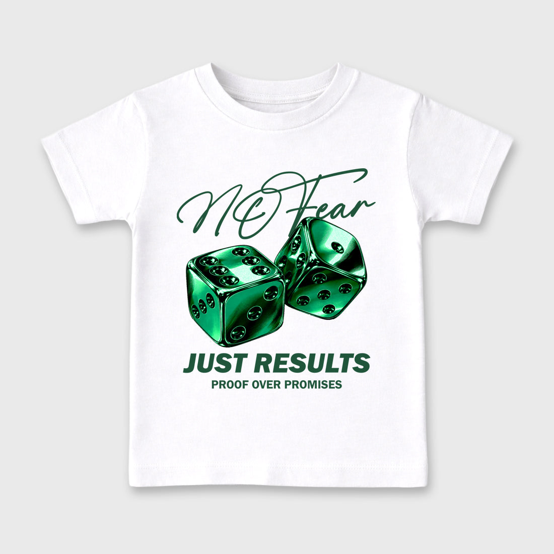 No Fear Baby & Kids Graphic T-Shirt featuring original artwork designed to match the Air Jordan 12 Summit Green. White 2 Kids Graphic Tee.
