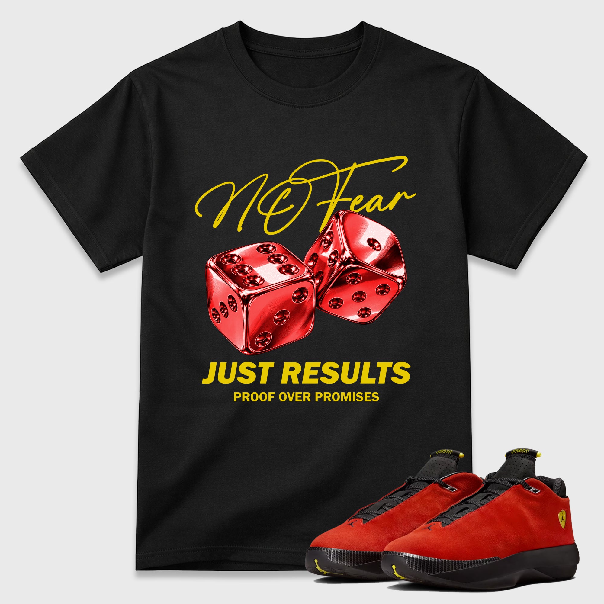 No Fear Graphic T-Shirt featuring original streetwear artwork designed to match the Air Jordan 14 Challenge Red. Black 1 Graphic T-Shirt.
