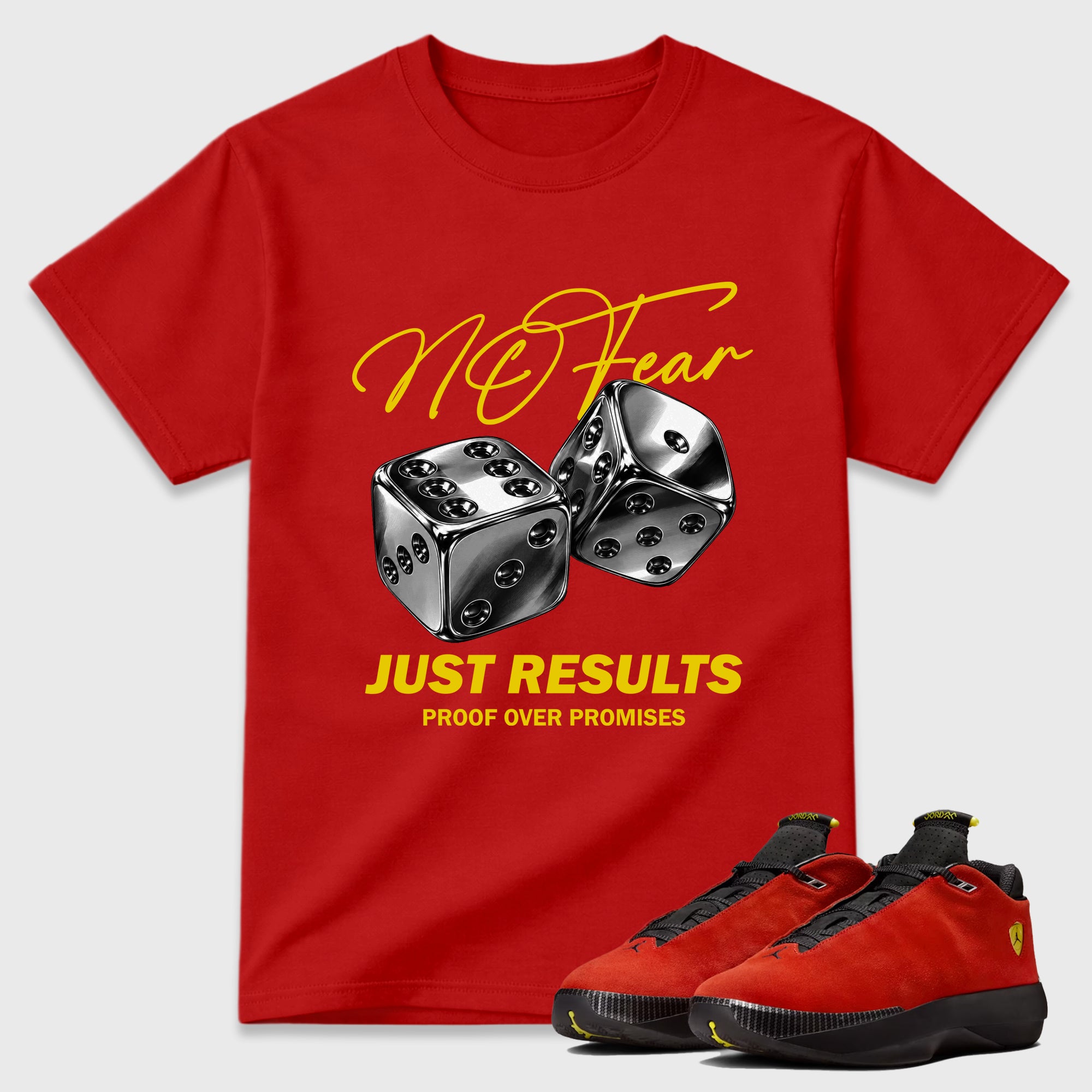 No Fear Graphic T-Shirt featuring original streetwear artwork designed to match the Air Jordan 14 Challenge Red. Red 1 Graphic T-Shirt.