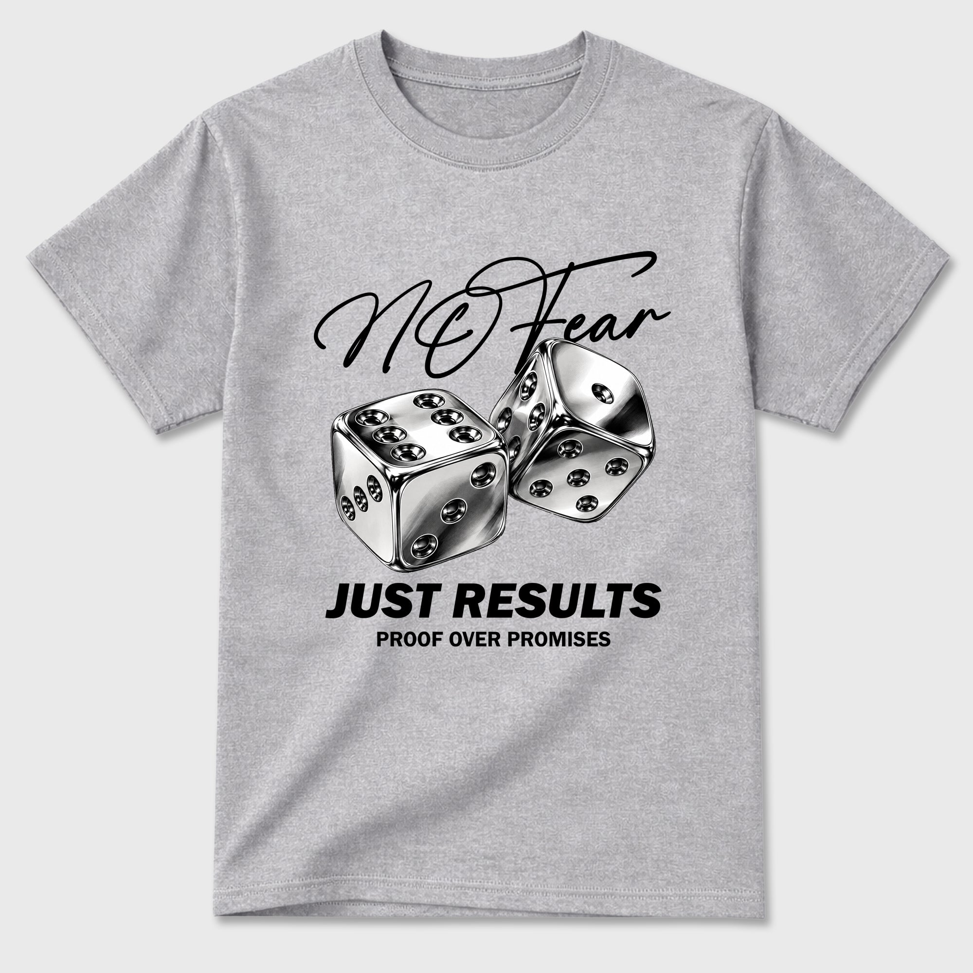 No Fear Graphic T-Shirt featuring original streetwear artwork designed to match the Air Jordan 8 Chrome. Heather Grey 2 Graphic T-Shirt.