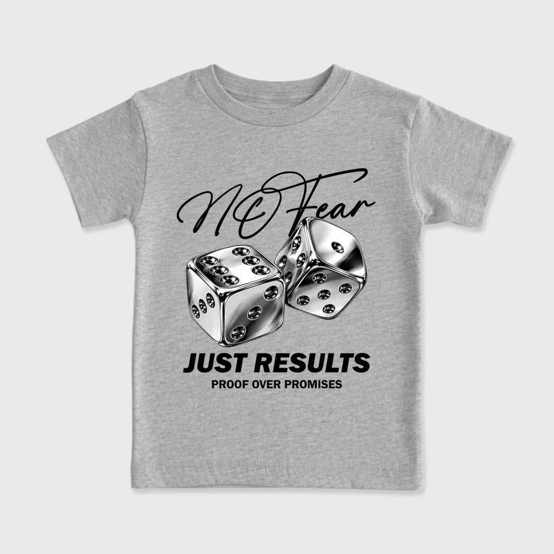 No Fear Baby & Kids Graphic T-Shirt featuring original artwork designed to match the Air Jordan 8 Chrome. Heather Grey 2 Kids Graphic Tee.
