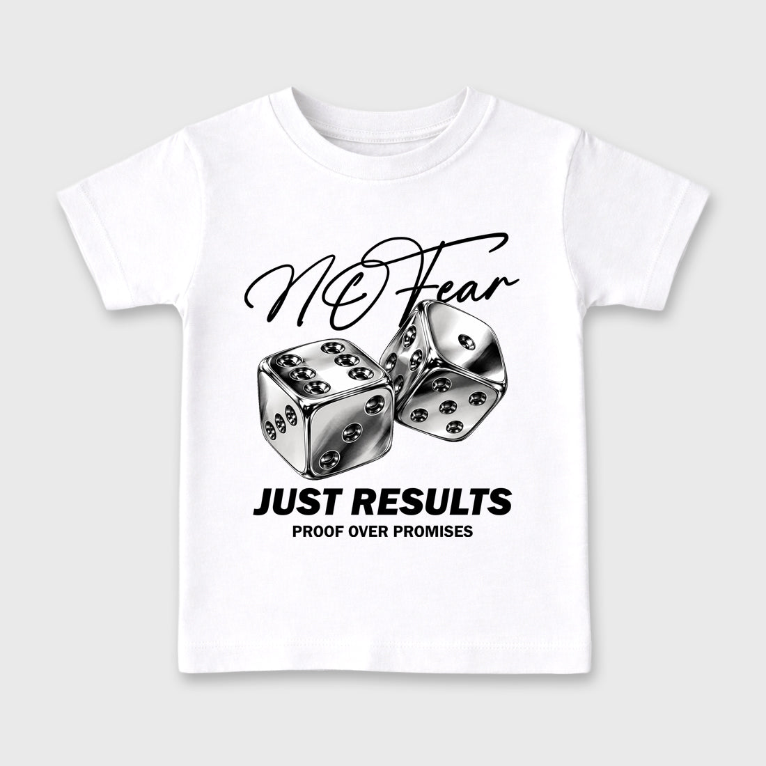 No Fear Baby & Kids Graphic T-Shirt featuring original artwork designed to match the Air Jordan 8 Chrome. White 2 Kids Graphic Tee.