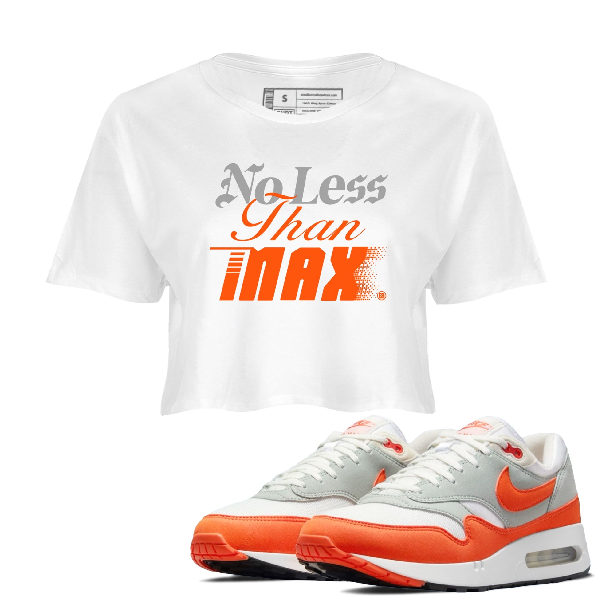 Air Max 1 OG '86 'Summit White and Cosmic Clay shirts to match jordans No Less Than Max sneaker match tees Air Max 1 Cosmic Clay match shoes to clothes SNRT Sneaker Tees unisex cotton White 1 crop tee