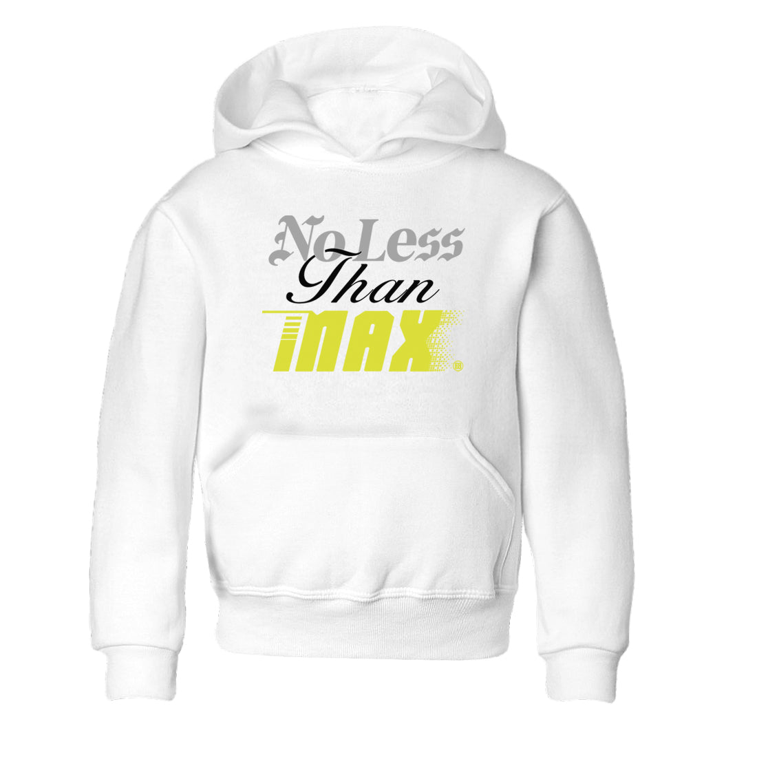 No Less Than Max baby and kids t-shirt crafted for little sneakerheads to shine with the Air Max 90 Cyber sneakers, displayed in White 2.