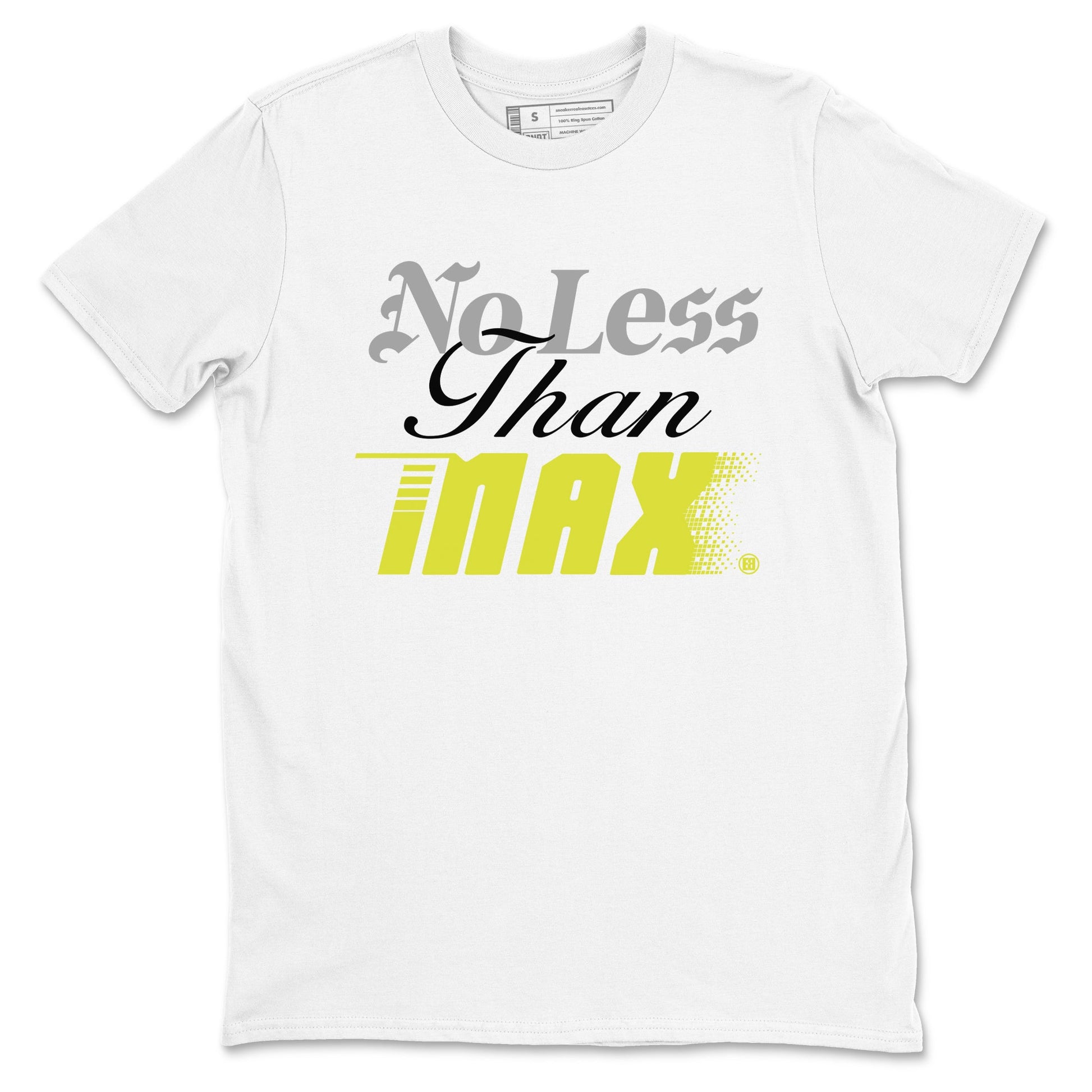 No Less Than Max sneaker match t-shirt styled to complete your fit with the Air Max 90 Cyber sneakers, shown in White 2.