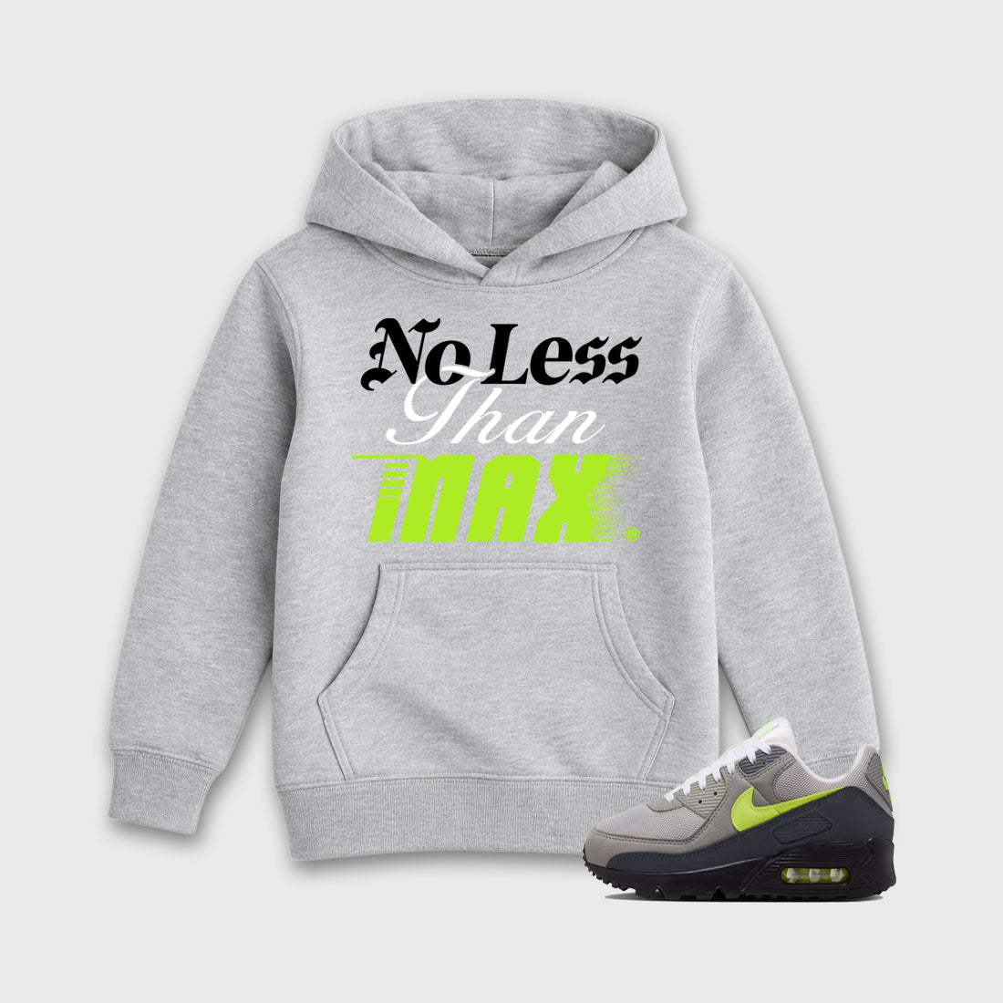 Sneaker match tees – Sneaker Tees To Match Air Max 90 Neon Yellow Shoes – No Less Than Max Kids T-Shirt Heather Grey 1