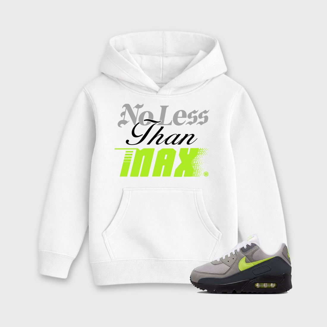Sneaker match tees – Sneaker Tees To Match Air Max 90 Neon Yellow Shoes – No Less Than Max Kids T-Shirt White 1
