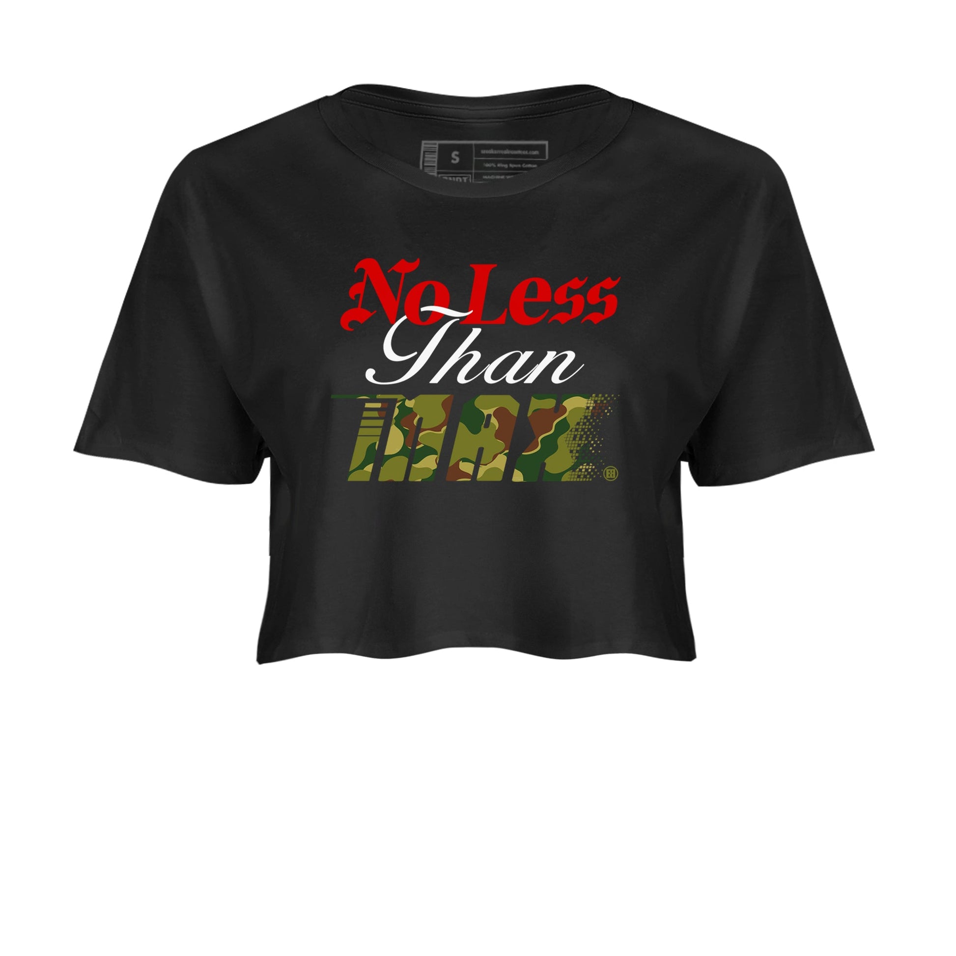 Air Max 90 Reverse Duck Camo shirts to match jordans No Less Than Max sneaker match tees Air Max 90 Reverse Duck Camo match shoes to clothes SNRT Sneaker Tees unisex cotton Black 2 crop tee