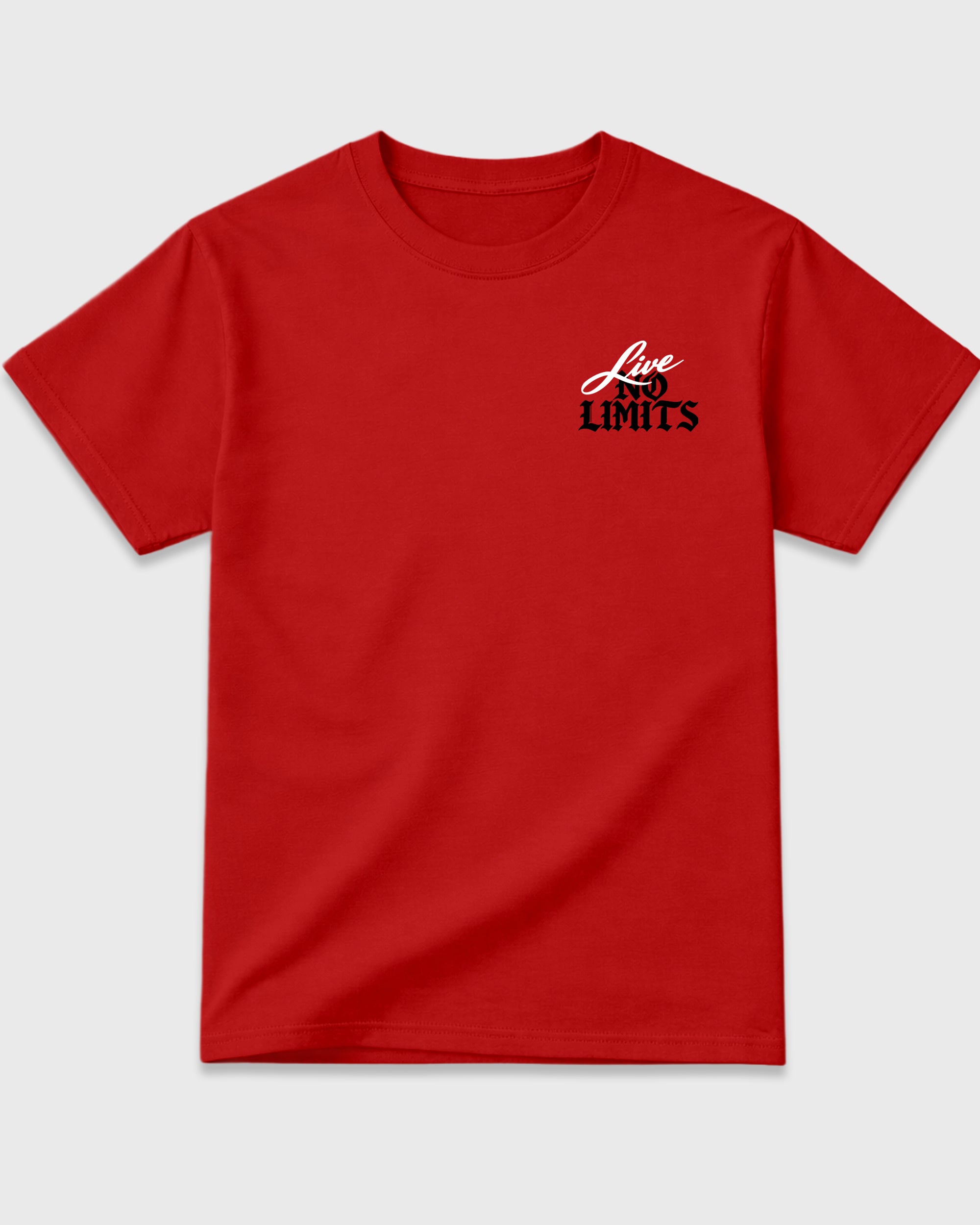 No Limits Red Graphic T-Shirt - 3, sneaker matching shirt designed to pair with Air Force 1 "Nightmare" Black and Gym Redsneakers for a coordinated streetwear outfit.