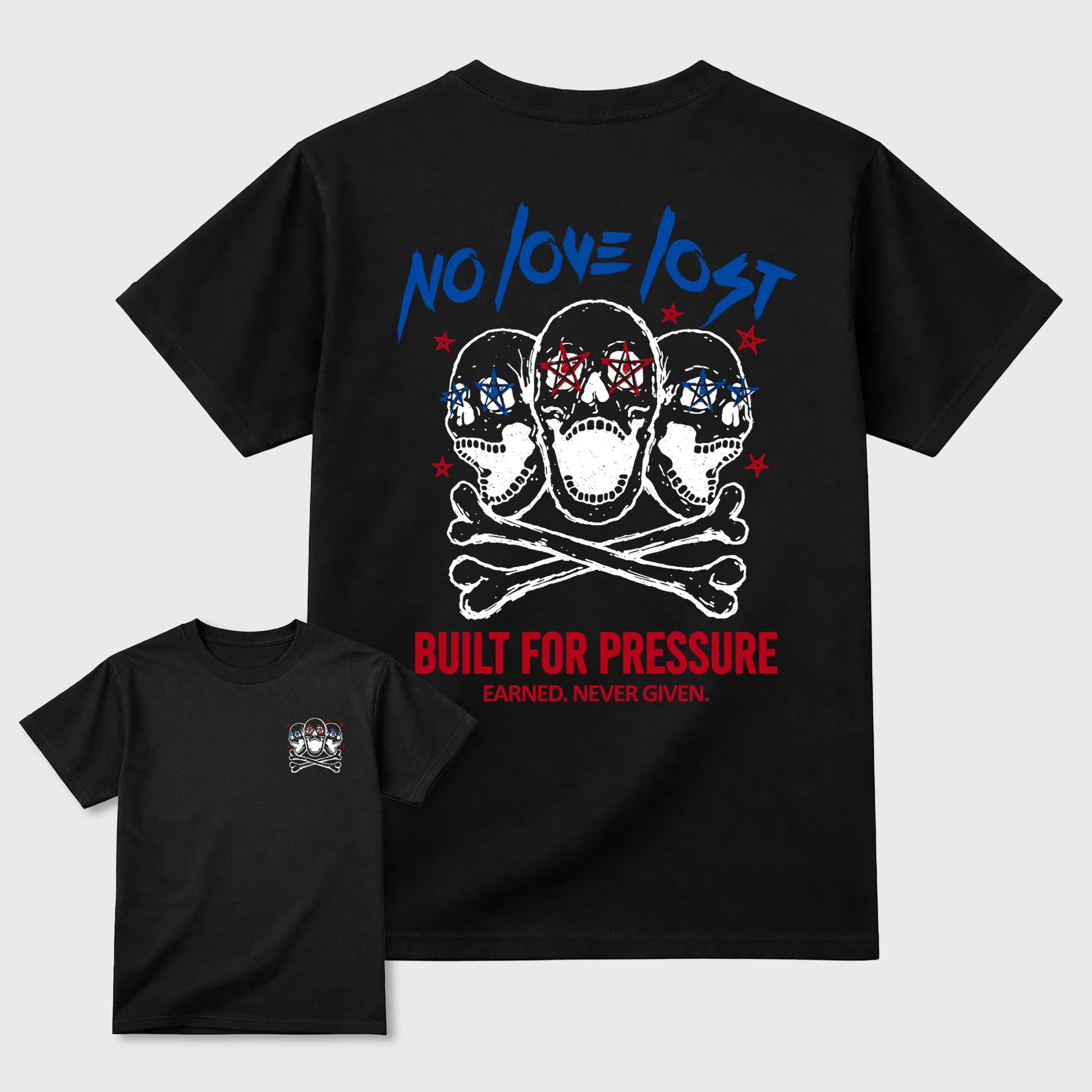 No Love Lost sneaker match t-shirt styled to complete your fit with the Air Jordan 1 Union x Fragment sneakers, shown in Black.