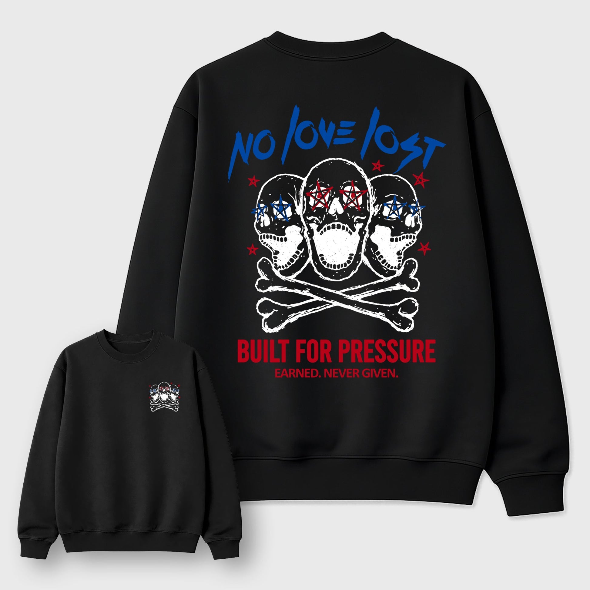 No Love Lost sneaker match t-shirt styled to complete your fit with the Air Jordan 1 Union x Fragment sneakers, shown in Black.