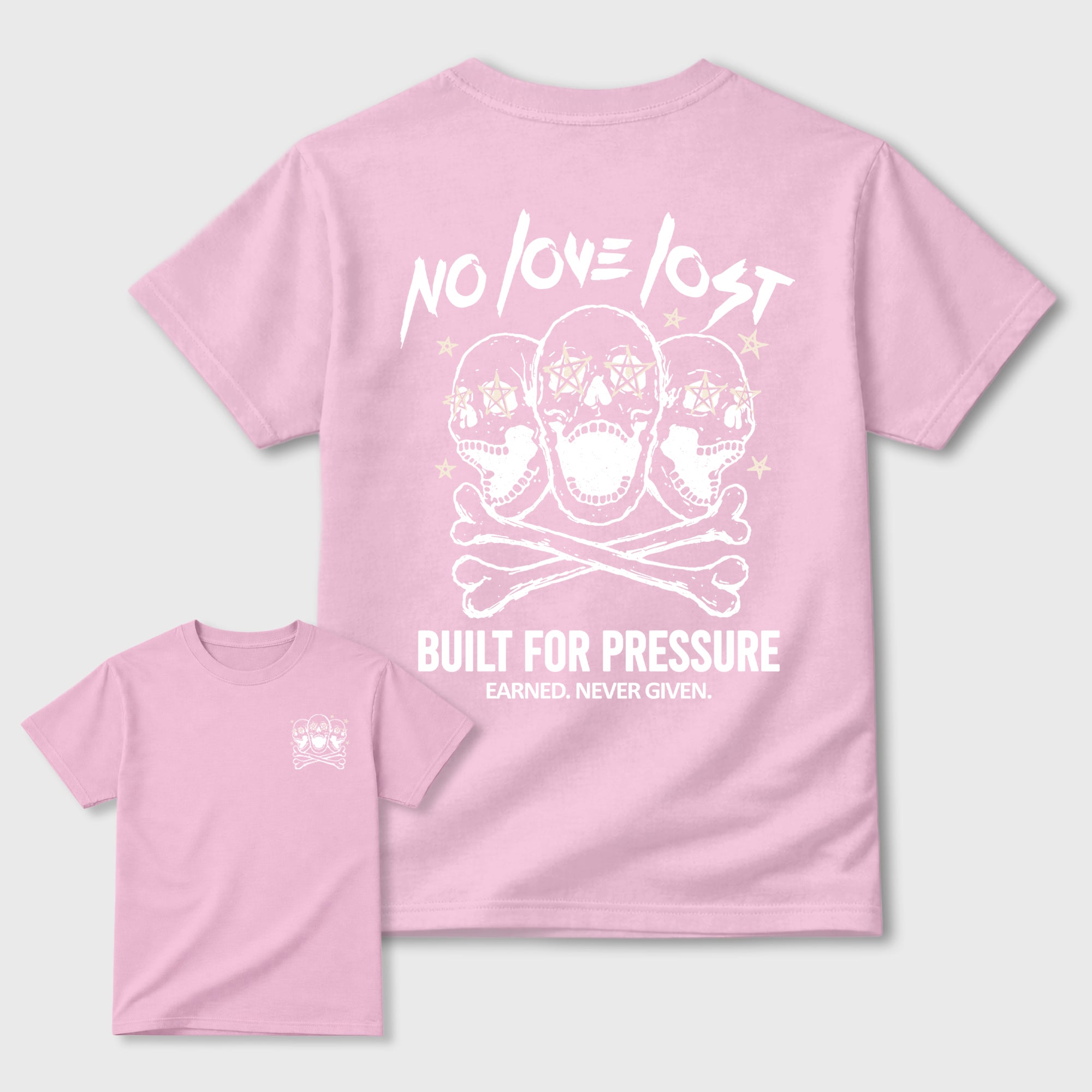 No Love Lost graphic t-shirt, Double side styled graphic shirts to complete your fit with the 4s Iced Carmine sneakers, shown in Pink.