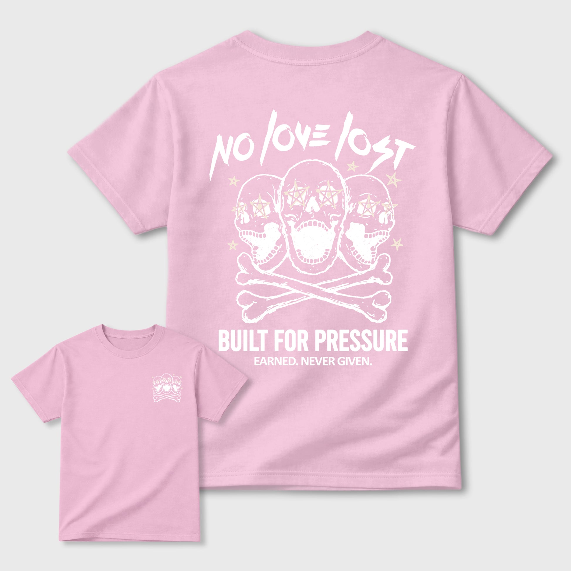 No Love Lost graphic t-shirt, Double side styled graphic shirts to complete your fit with the 4s Iced Carmine sneakers, shown in Pink.