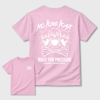 No Love Lost graphic t-shirt, Double side styled graphic shirts to complete your fit with the 4s Iced Carmine sneakers, shown in Pink.