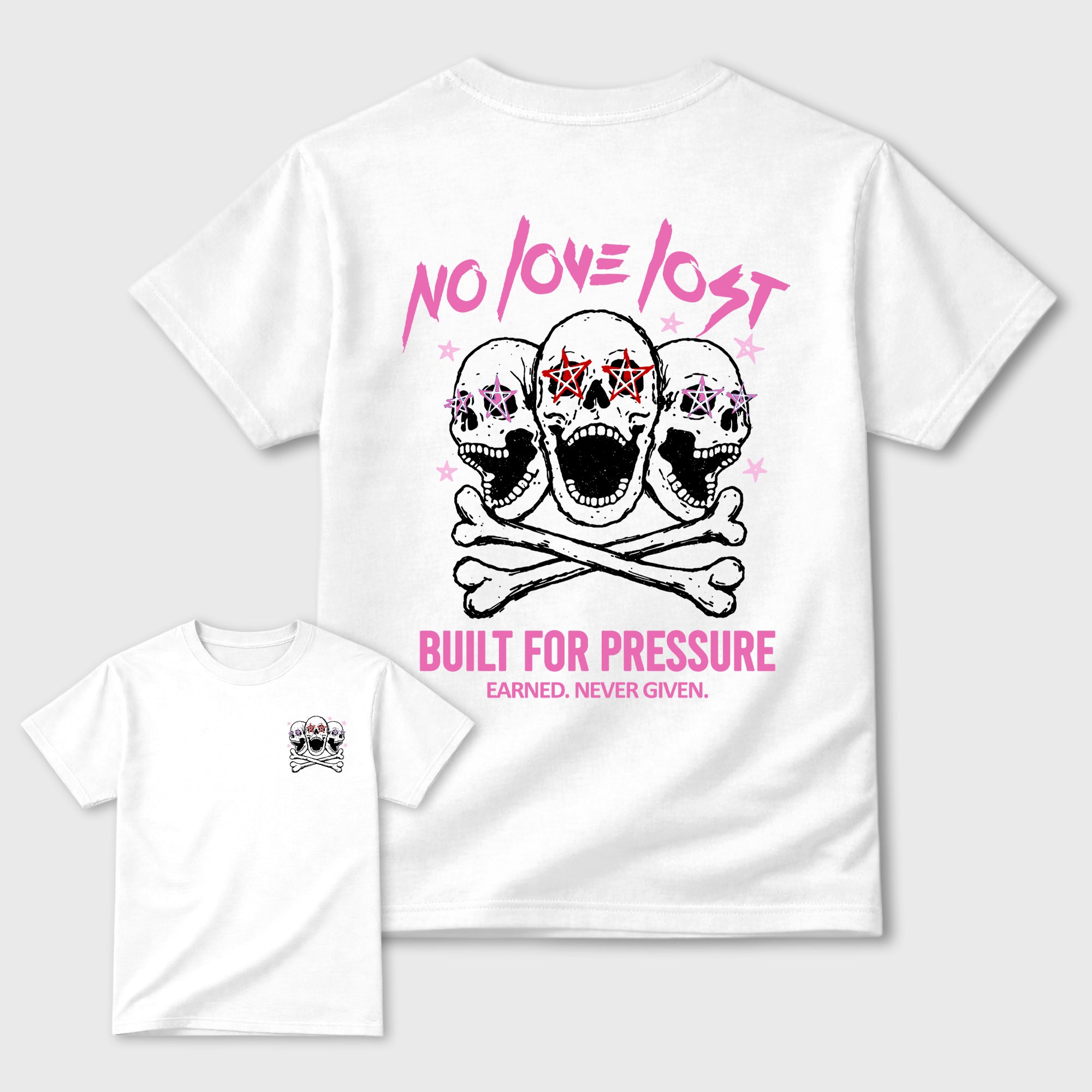 No Love Lost Graphic T-Shirt featuring original streetwear artwork designed to match the . White Graphic T-Shirt.