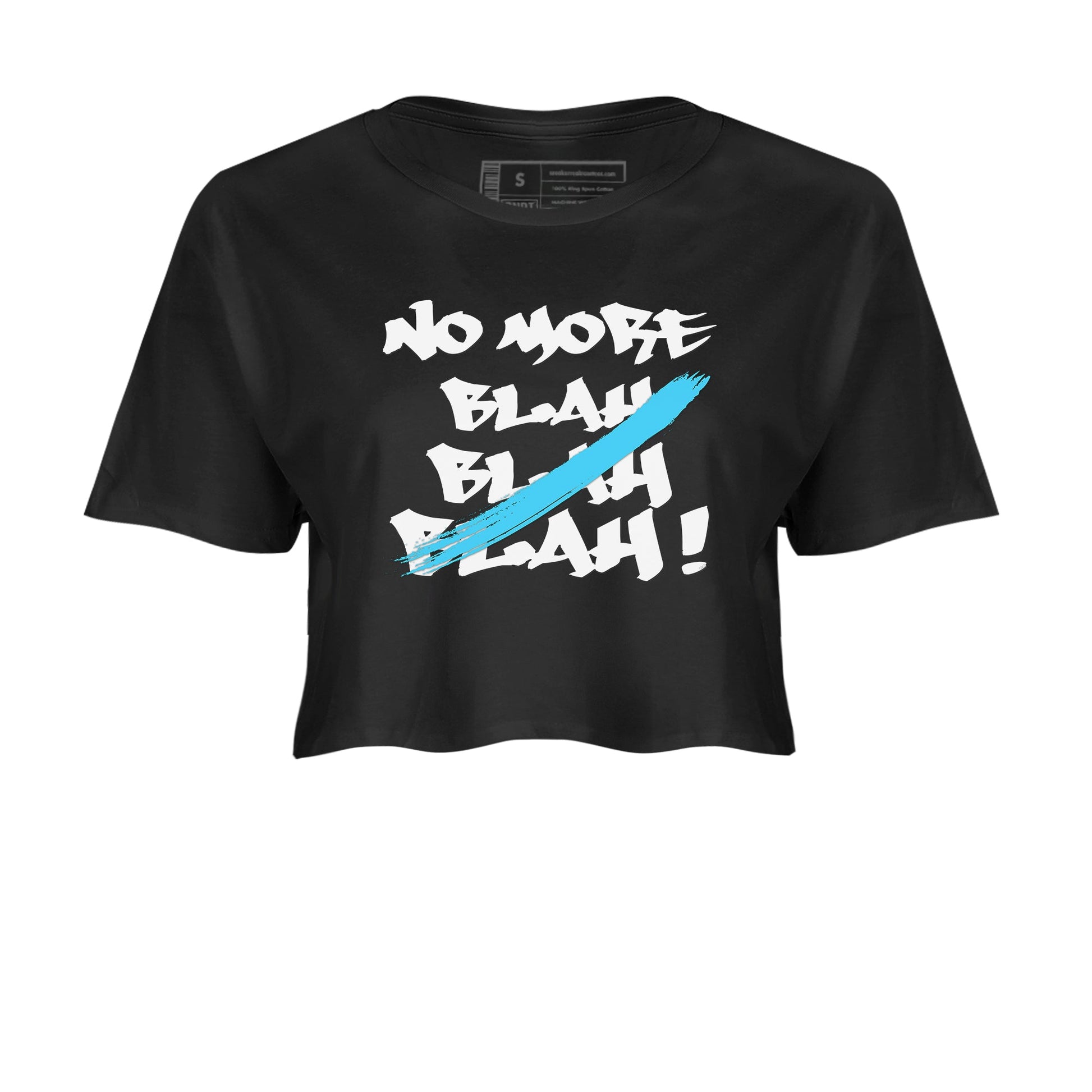 9s Powder Blue shirt to match jordans No More Blah sneaker tees Air Jordan 9 Powder Blue SNRT Sneaker Release Tees Black 2 crop length shirt