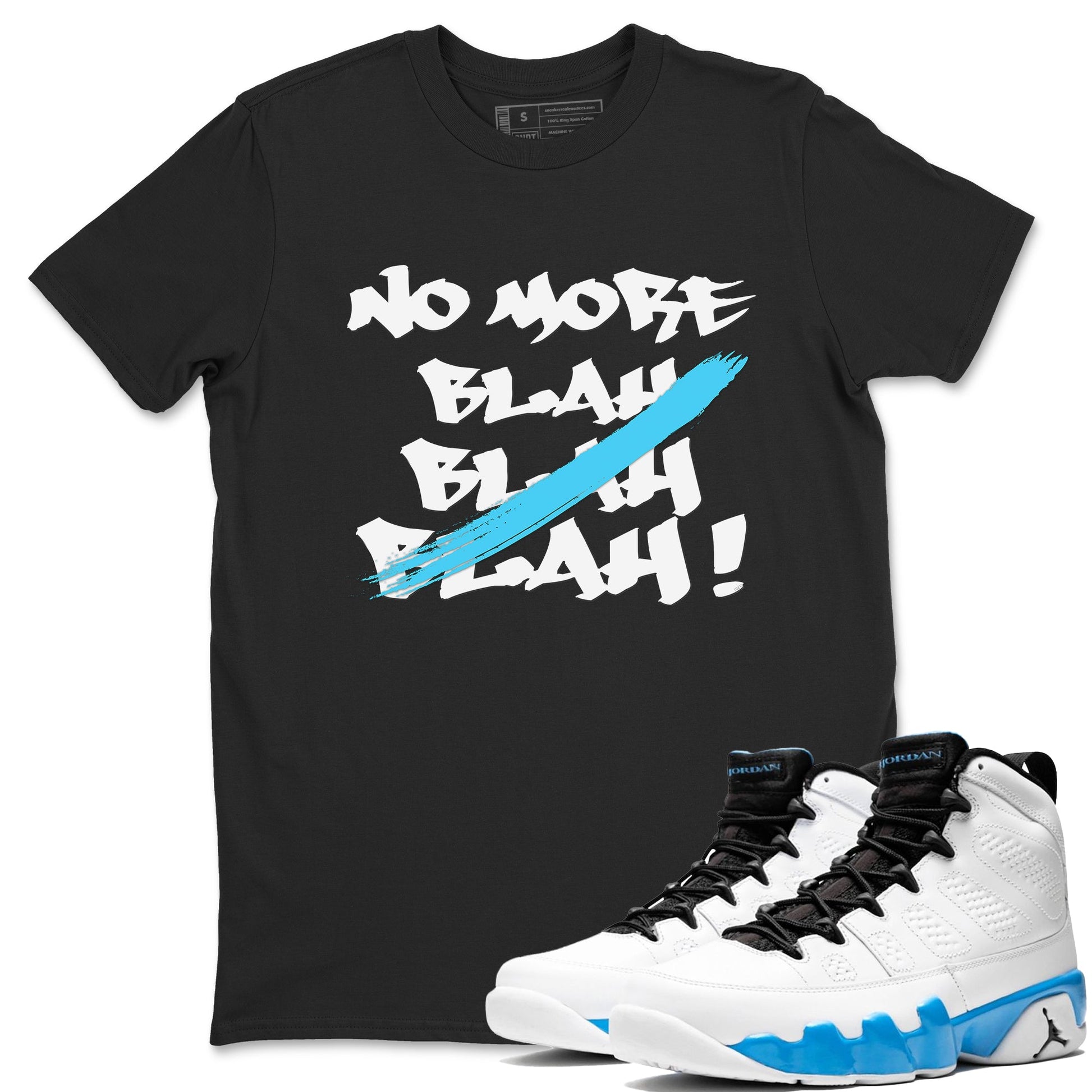 9s Powder Blue shirt to match jordans No More Blah sneaker tees Air Jordan 9 Powder Blue SNRT Sneaker Release Tees unisex cotton Black 1 crew neck shirt
