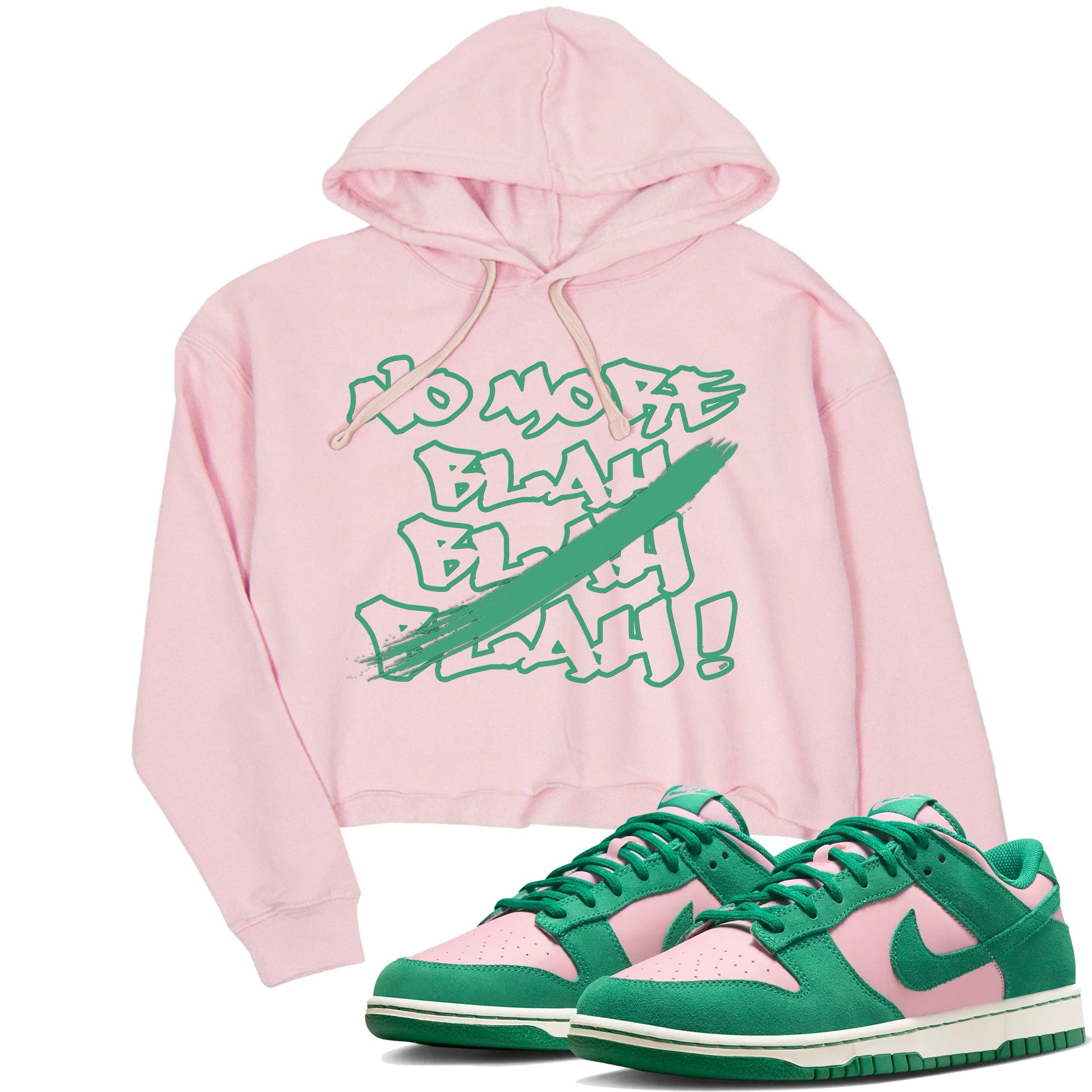 Dunk Medium Soft Pink Malachite shirt to match jordans No More Blah sneaker tees Dunk Medium Soft Pink Malachite SNRT Sneaker Release Tees Pink 1 crop length shirt