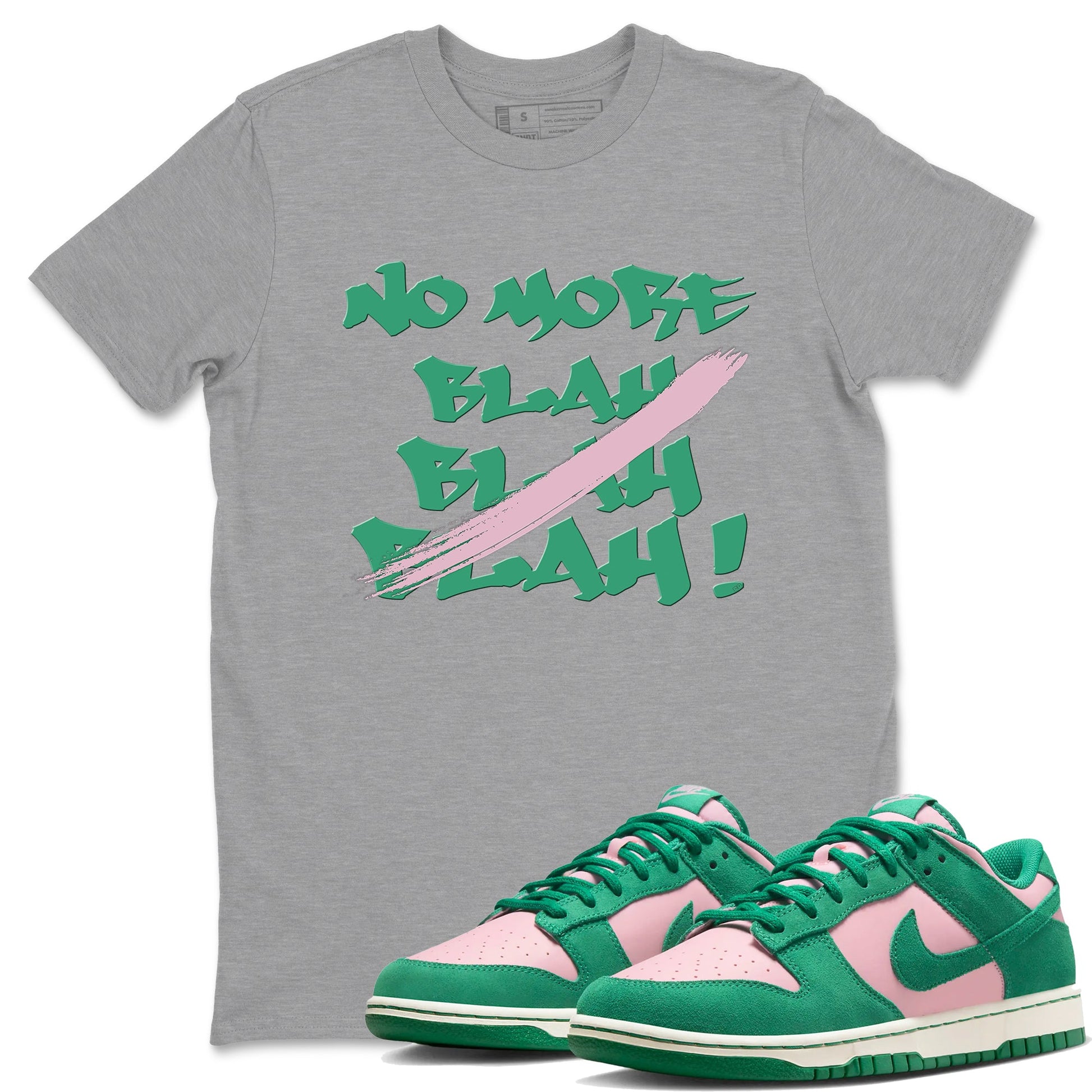 Dunk Medium Soft Pink Malachite shirt to match jordans No More Blah sneaker tees Dunk Medium Soft Pink Malachite SNRT Sneaker Release Tees unisex cotton Heather Grey 1 crew neck shirt
