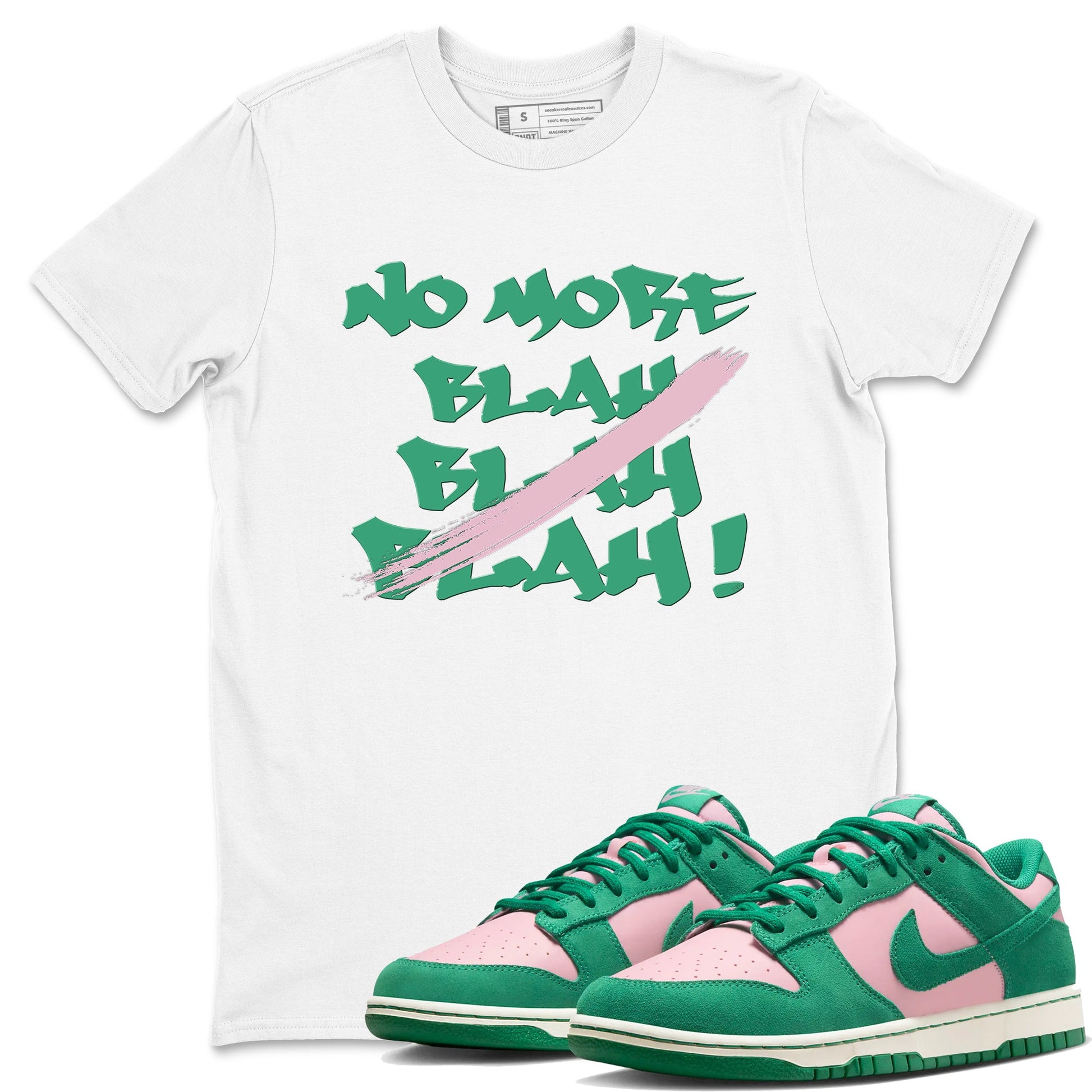Dunk Medium Soft Pink Malachite shirt to match jordans No More Blah sneaker tees Dunk Medium Soft Pink Malachite SNRT Sneaker Release Tees unisex cotton White 1 crew neck shirt