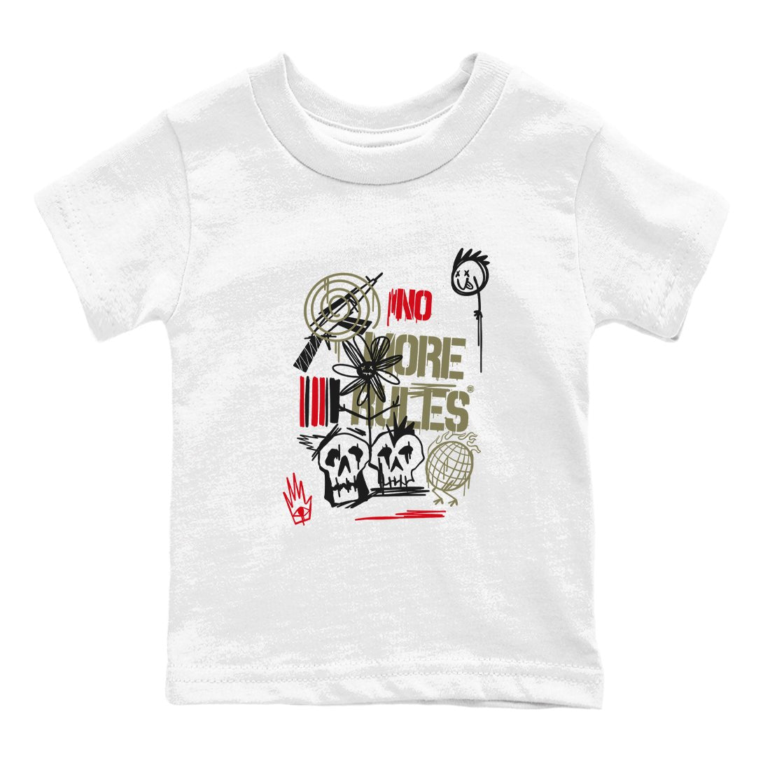 Air Jordan 1 x Travis Scott x Medium Olive shirts to match jordans No More Rules sneaker match tees Air Jordan 1 Travis Scott Medium Olive SNRT Sneaker Tees streetwear brand Baby and Youth White 2 cotton tee