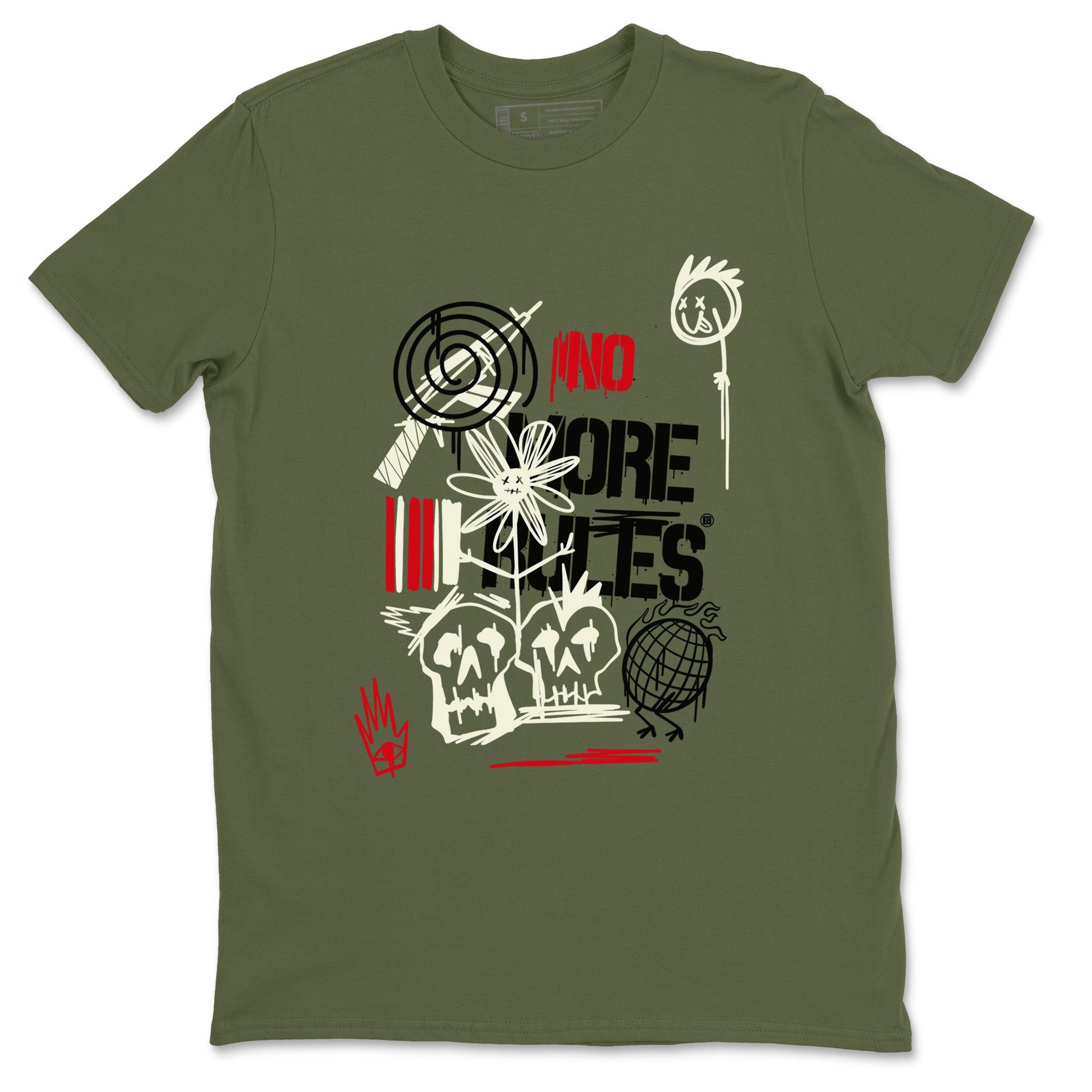 Air Jordan 1 x Travis Scott x Medium Olive shirts to match jordans No More Rules sneaker match tees Air Jordan 1 Travis Scott Medium Olive SNRT Sneaker Tees streetwear brand Military Green 2 unisex cotton tee