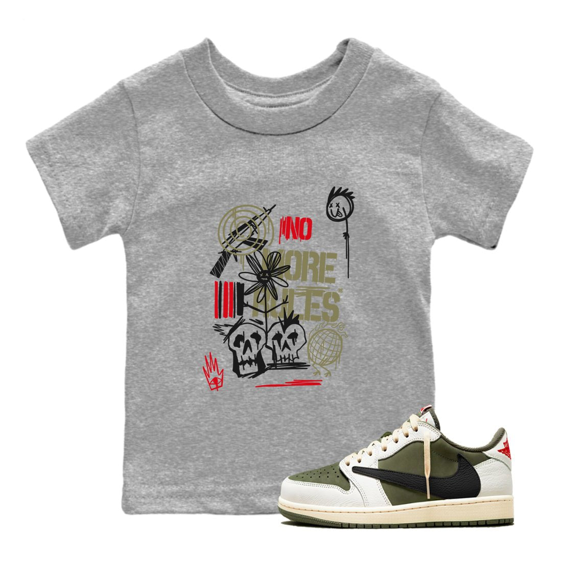 Air Jordan 1 x Travis Scott x Medium Olive shirts to match jordans No More Rules sneaker match tees Air Jordan 1 Travis Scott Medium Olive SNRT Sneaker Tees streetwear brand