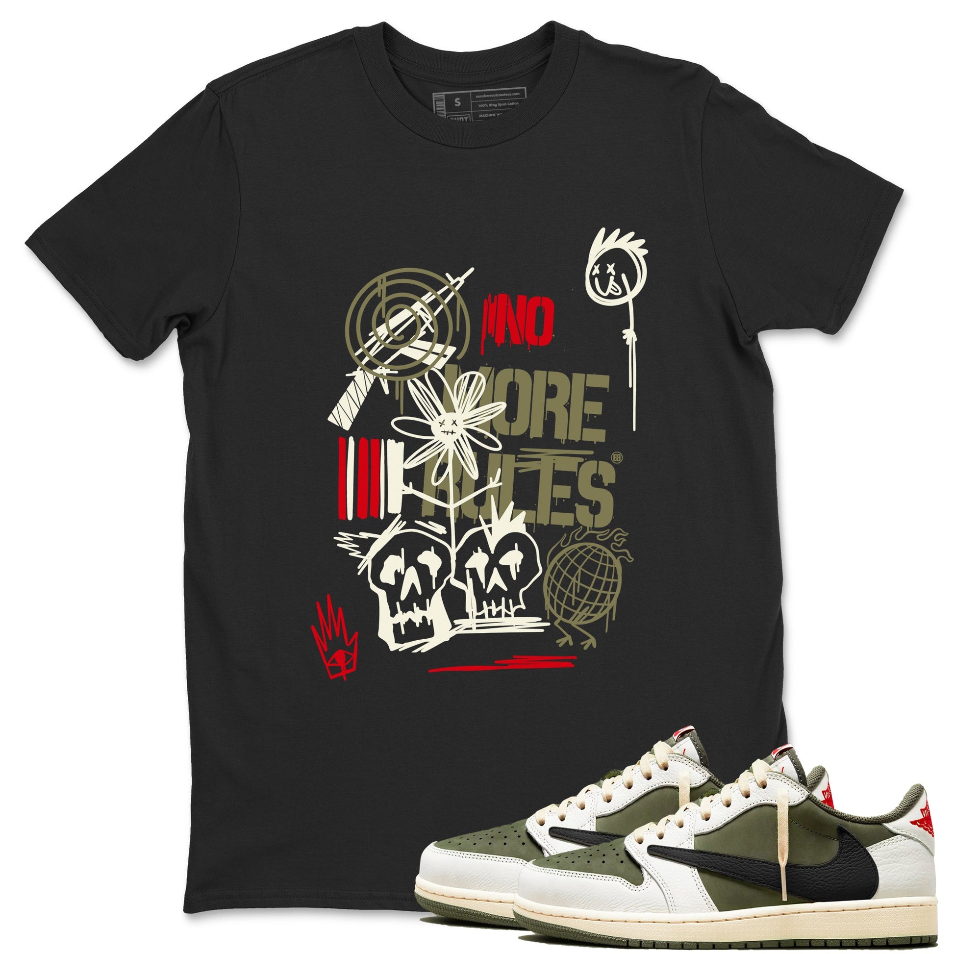 Air Jordan 1 x Travis Scott x Medium Olive shirts to match jordans No More Rules sneaker match tees Air Jordan 1 Travis Scott Medium Olive SNRT Sneaker Tees streetwear brand