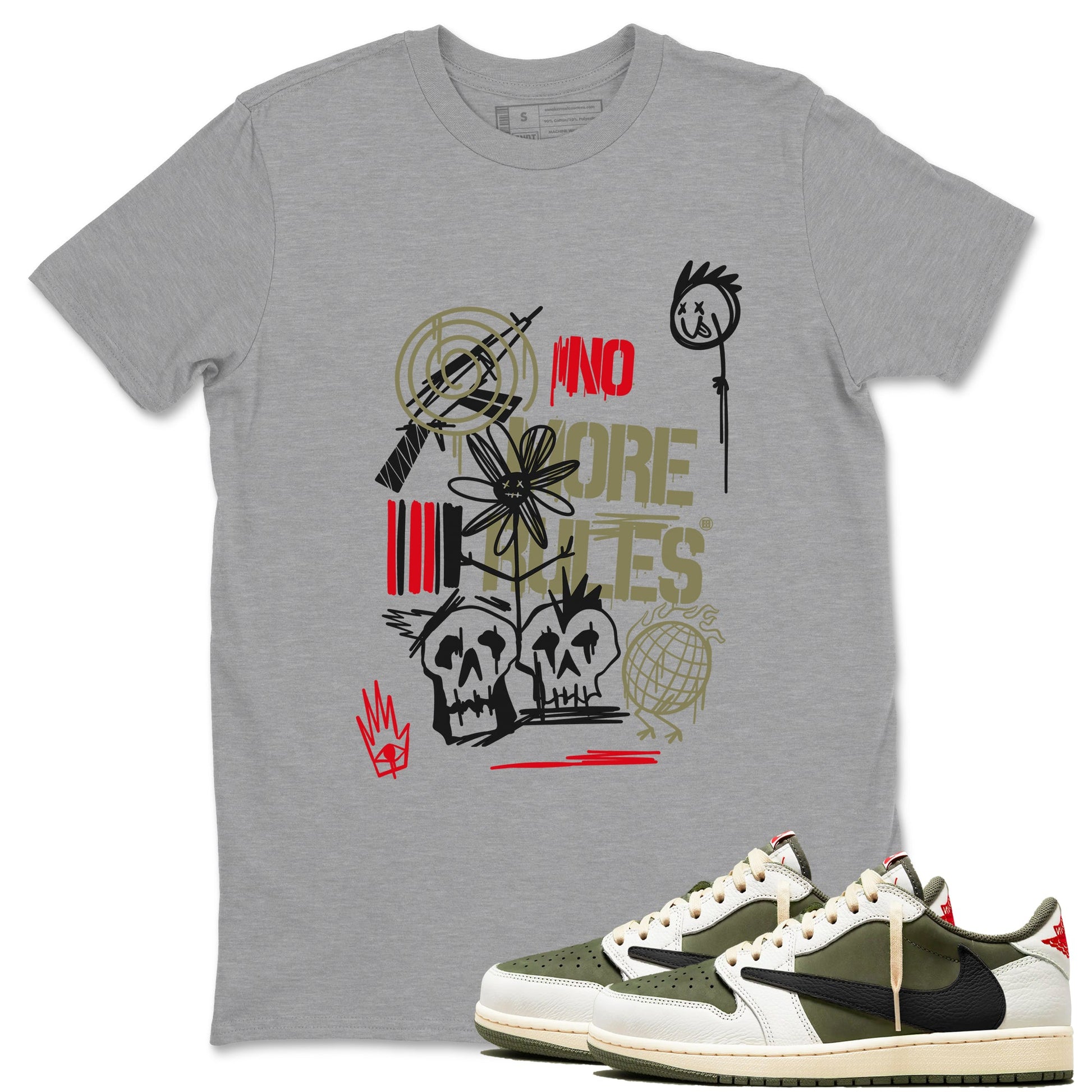 Air Jordan 1 x Travis Scott x Medium Olive shirts to match jordans No More Rules sneaker match tees Air Jordan 1 Travis Scott Medium Olive SNRT Sneaker Tees streetwear brand