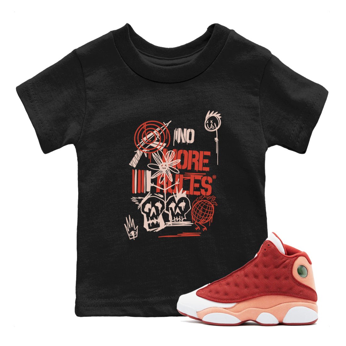 Air Jordan 13 Dune Red shirts to match jordans No More Rules sneaker match tees Air Jordan 13 Dune Red SNRT Sneaker Tees streetwear brand Baby and Youth Black 1 cotton tee