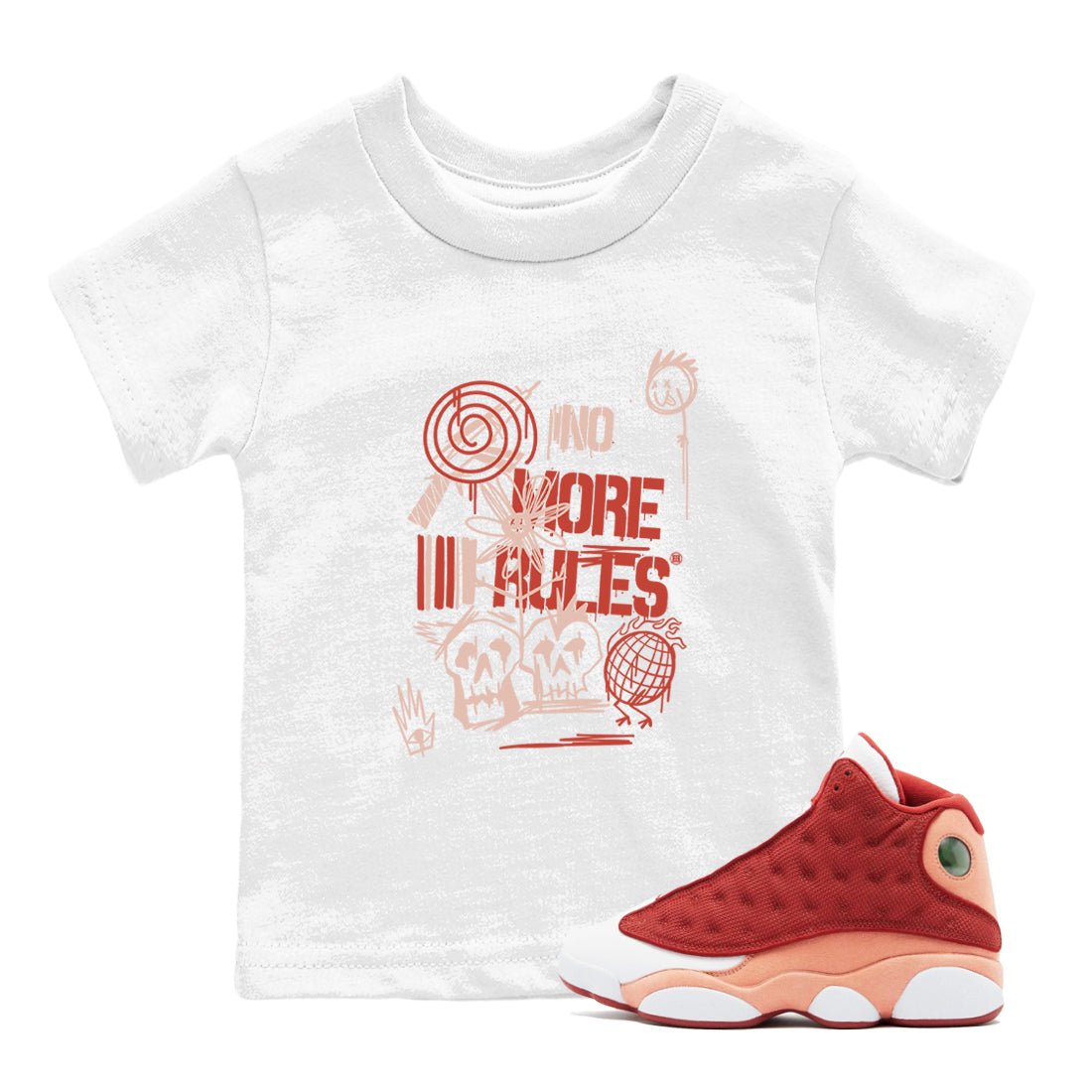 Air Jordan 13 Dune Red shirts to match jordans No More Rules sneaker match tees Air Jordan 13 Dune Red SNRT Sneaker Tees streetwear brand Baby and Youth White 1 cotton tee