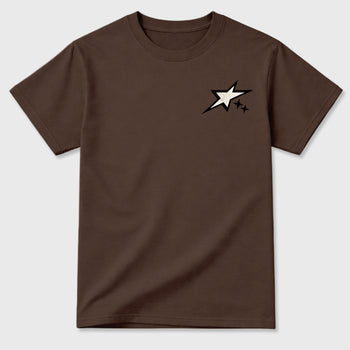 No One Cares Work Harder double side graphic tee styled to complete your fit with the AJ3 World's Best Dad, shown in Dark Chocolate.