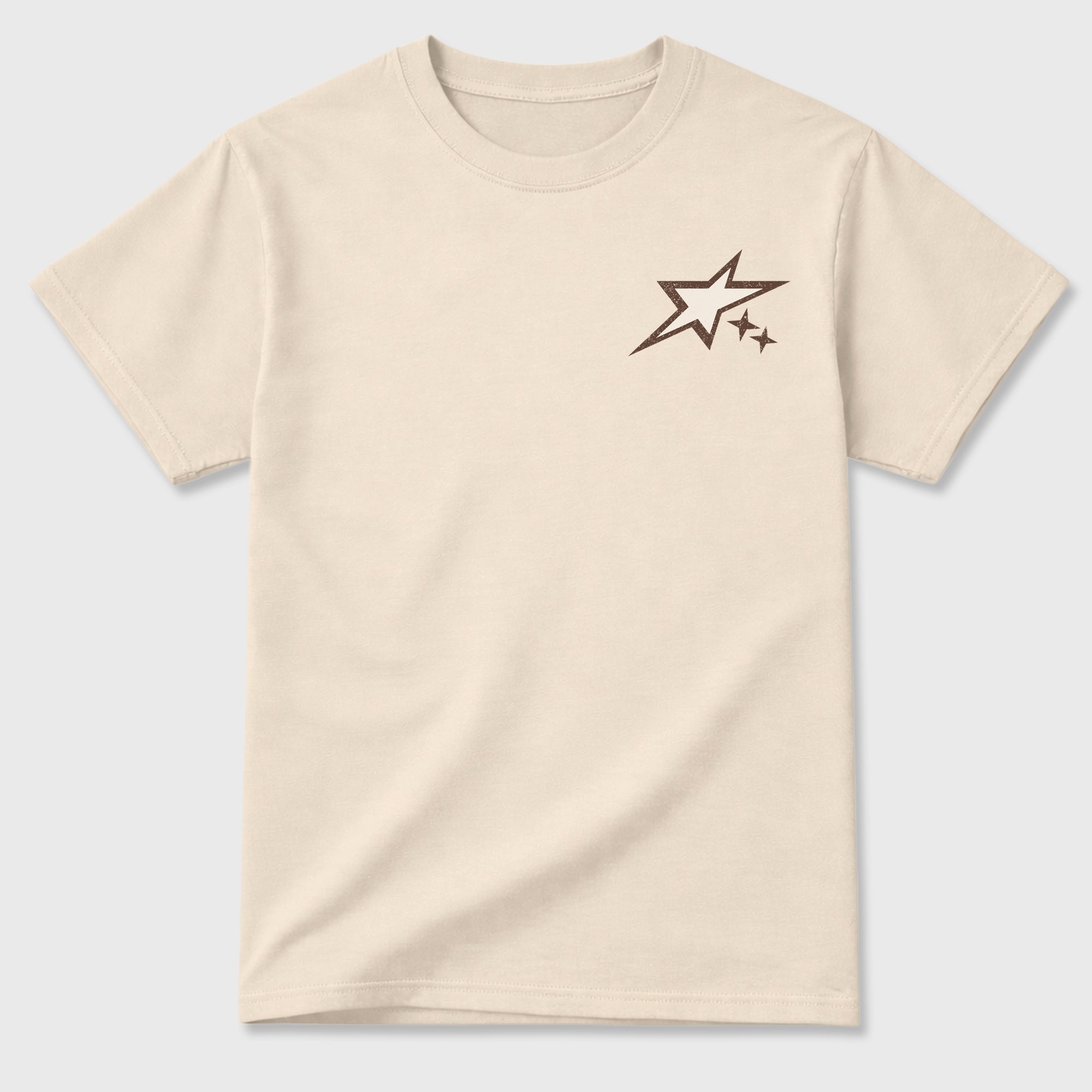 No One Cares Work Harder double side graphic tee styled to complete your fit with the AJ3 World's Best Dad, shown in Natural.