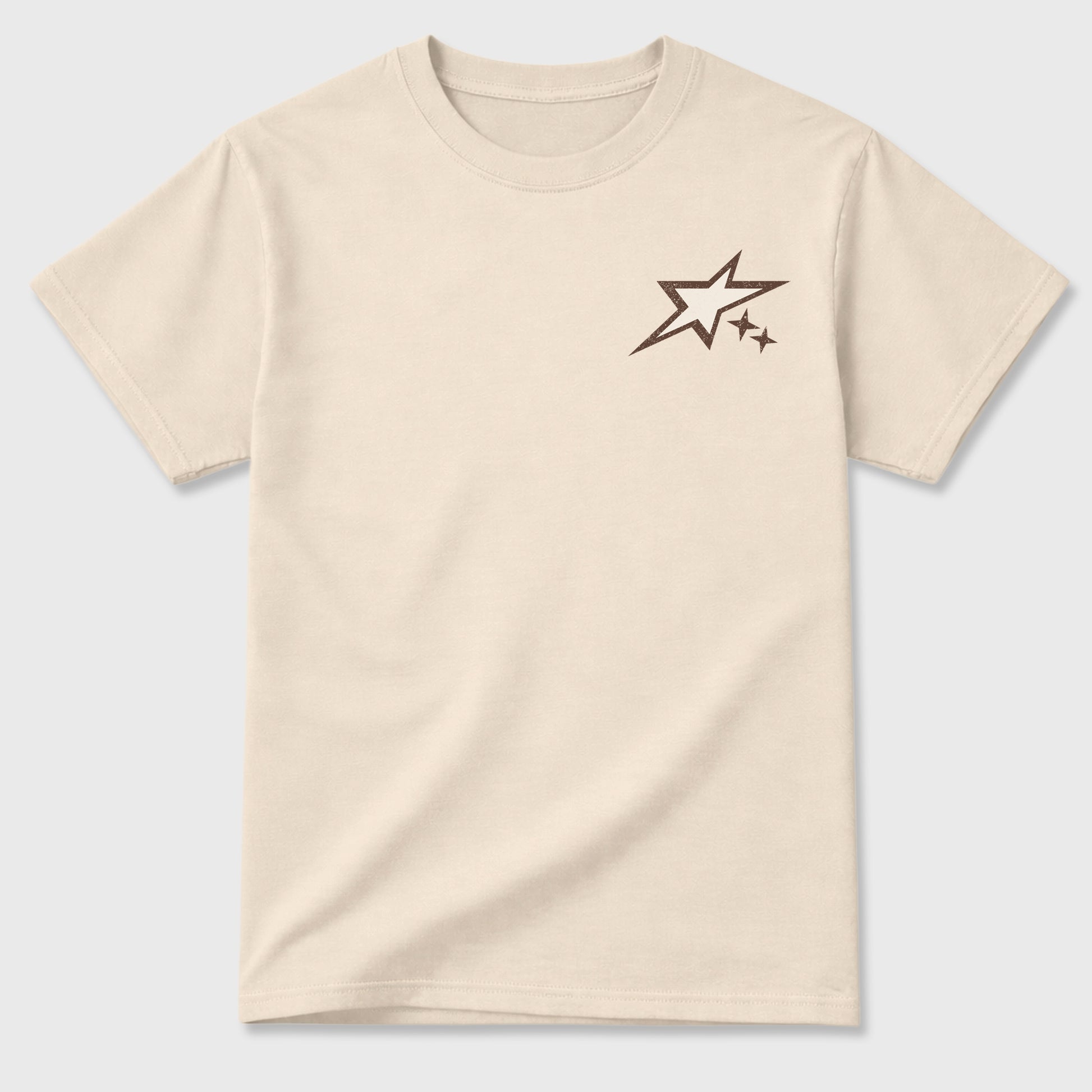 No One Cares Work Harder double side graphic tee styled to complete your fit with the AJ3 World's Best Dad, shown in Natural.