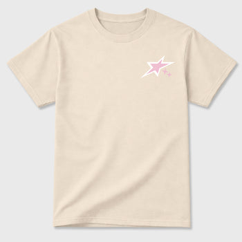 No One Cares Work Harder graphic t-shirt, Double side styled graphic shirts to complete your fit with the 4s Iced Carmine sneakers, shown in Natural.