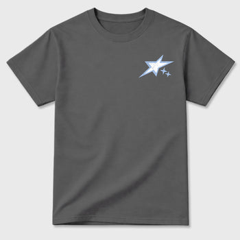 No One Cares Work Harder graphic t-shirt, Double side styled graphic shirts to complete your fit with the 5s Retro White Metallic sneakers, shown in Cool Grey.