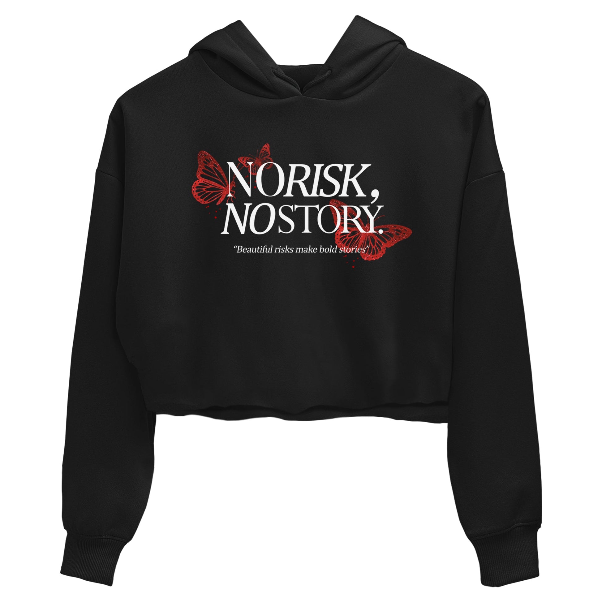 No Risk No Story womens crop tee made to vibe with the Air Jordan 1 Ruby sneakers — the perfect match in Black 2.