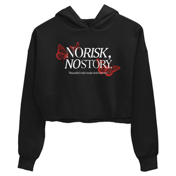 No Risk No Story womens crop tee made to vibe with the Air Jordan 1 Ruby sneakers — the perfect match in Black 2.