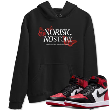 No Risk No Story sneaker match t-shirt styled to complete your fit with the Air Jordan 1 Ruby sneakers, shown in Black 1.
