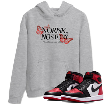 No Risk No Story sneaker match t-shirt styled to complete your fit with the Air Jordan 1 Ruby sneakers, shown in Heather Grey 1.